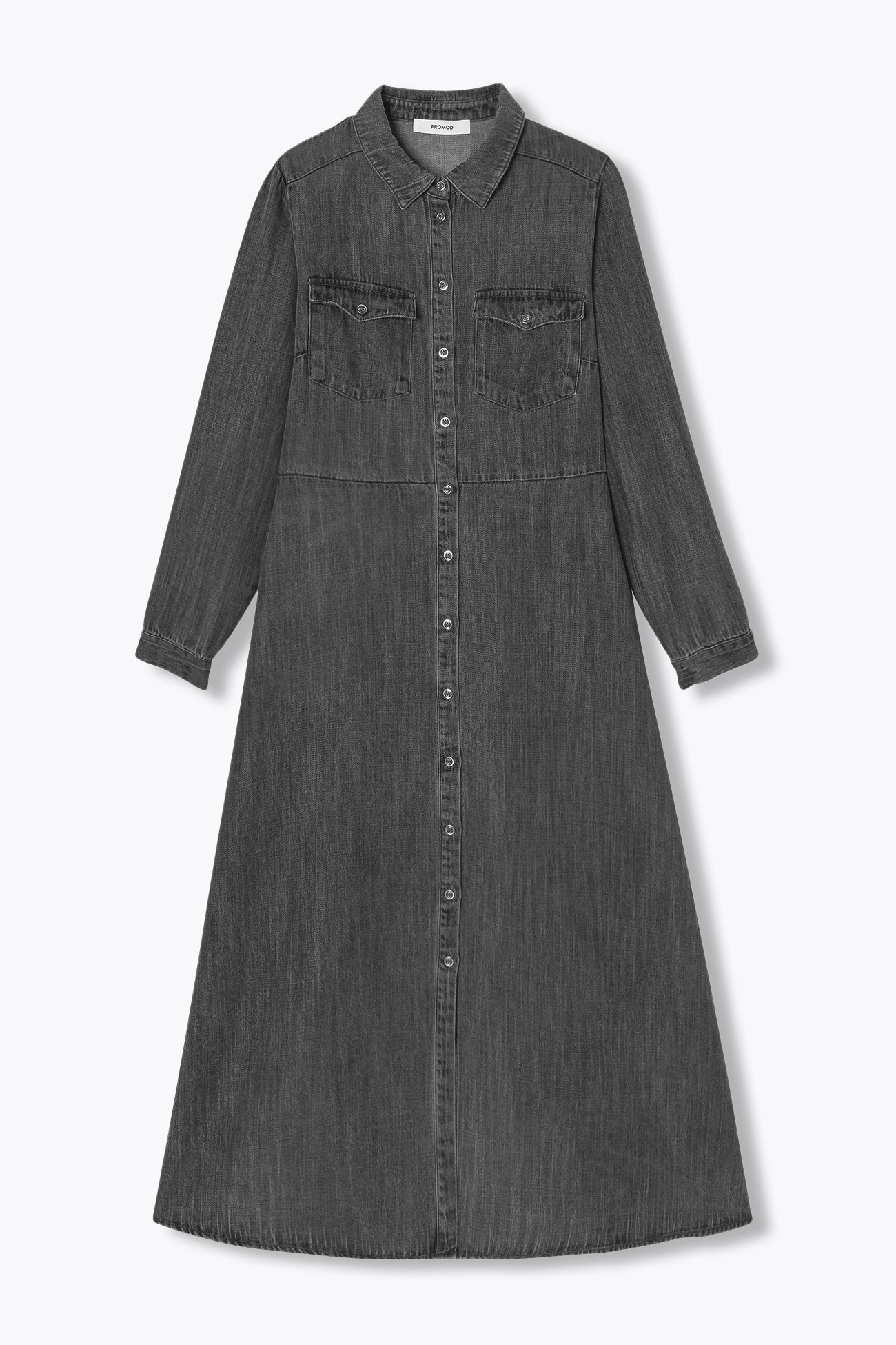Longue robe-chemise en lyocell – Gris