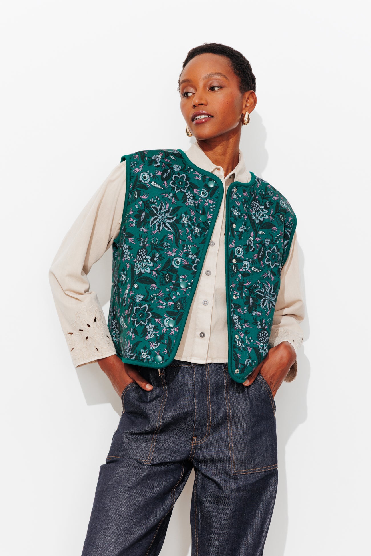 PALOMA veste réversible - Vert émeraude – Image 2