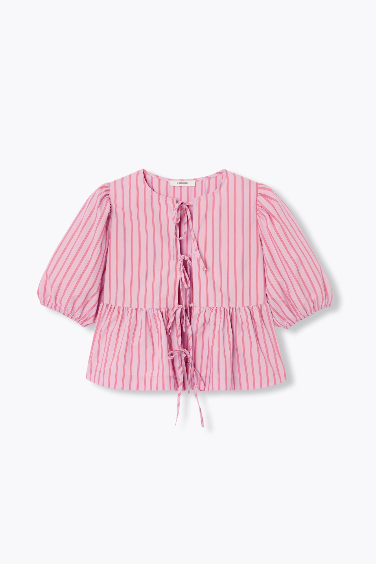 Blouse rayée à nouettes Femme - Rayé rose – Image 5