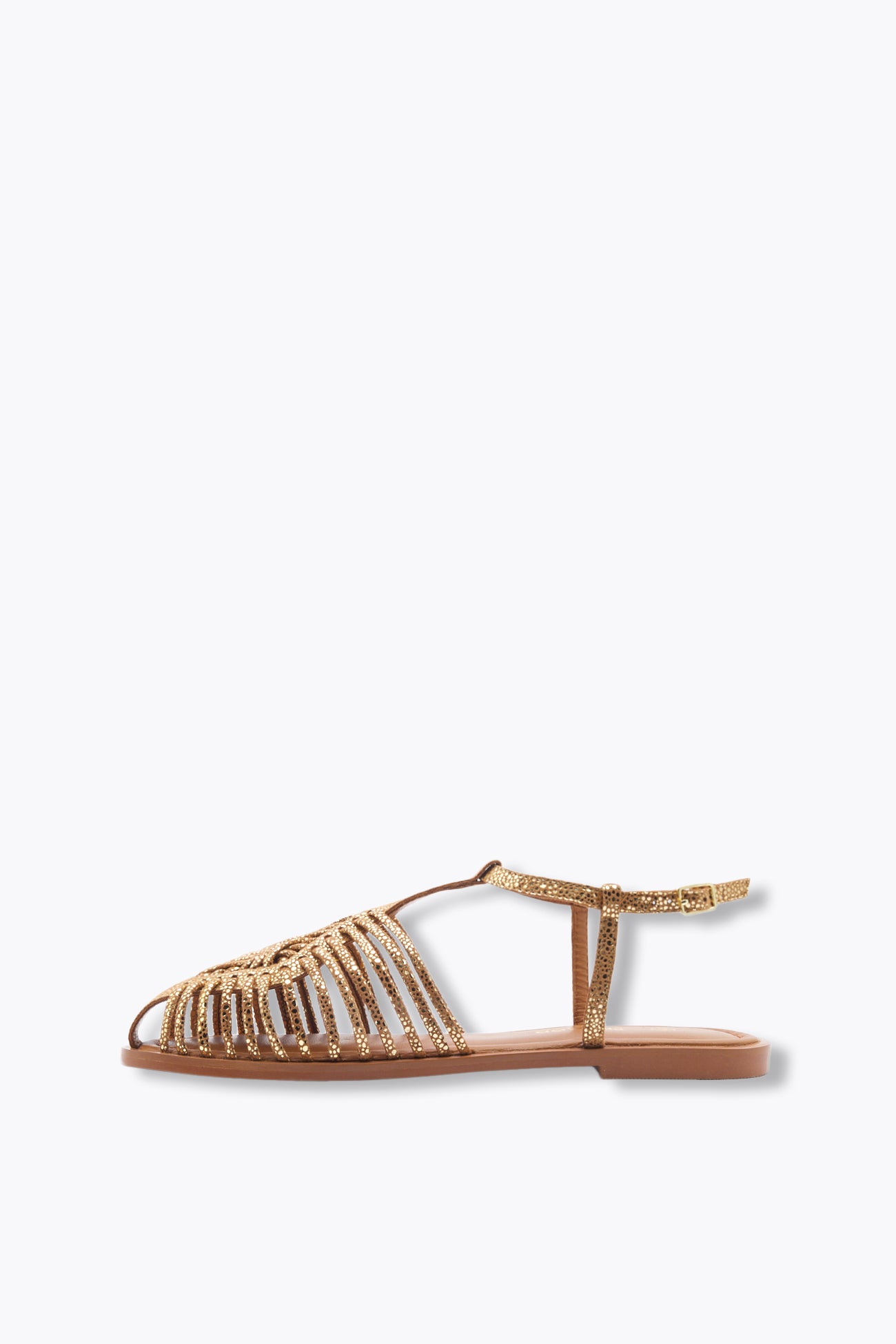 Sandales plates en cuir Femme - Coloration dorée – Image 2