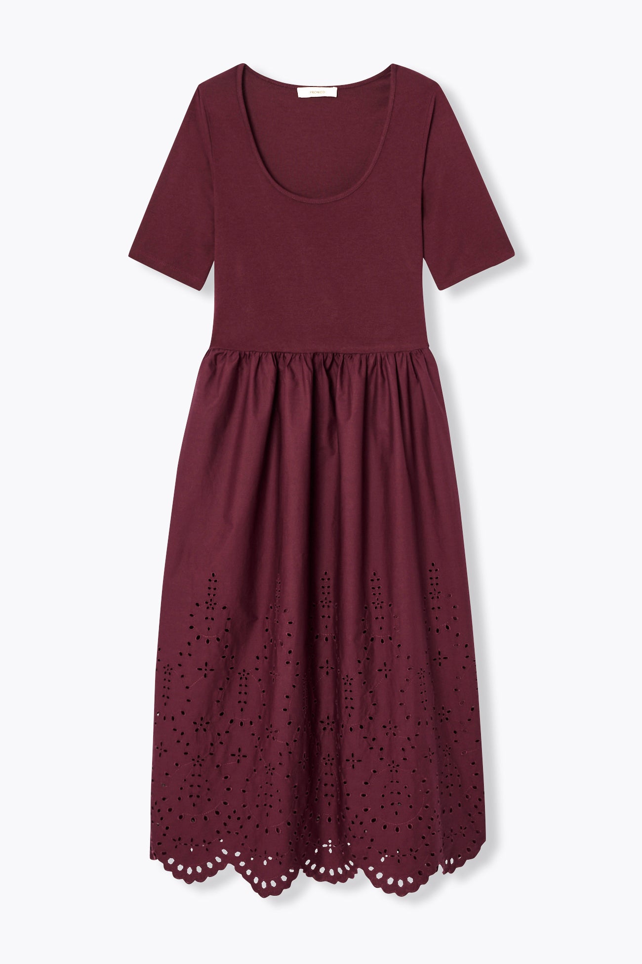 Robe t-shirt broderie anglaise – Bordeaux