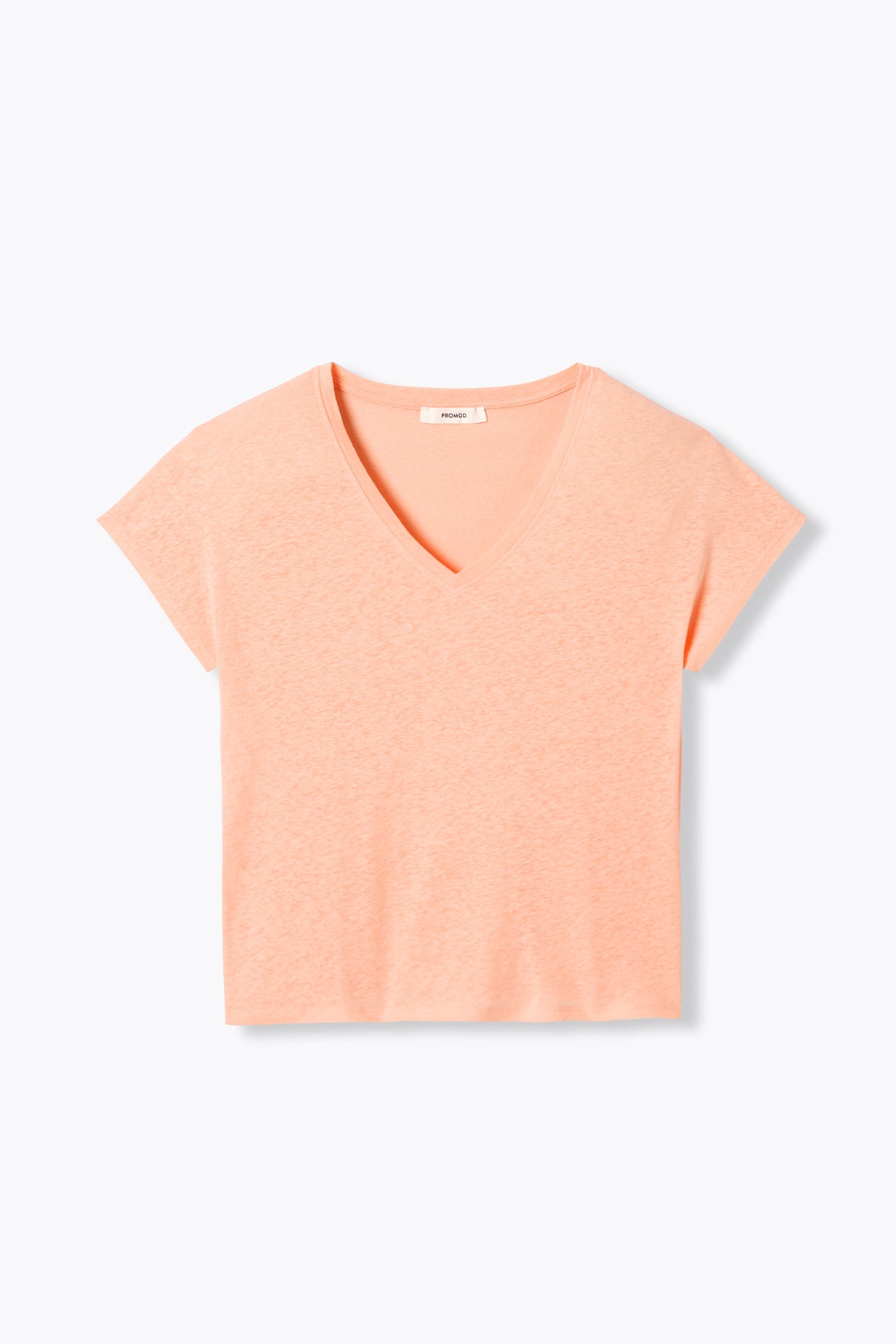 T-shirt uni col V Femme – Pêche