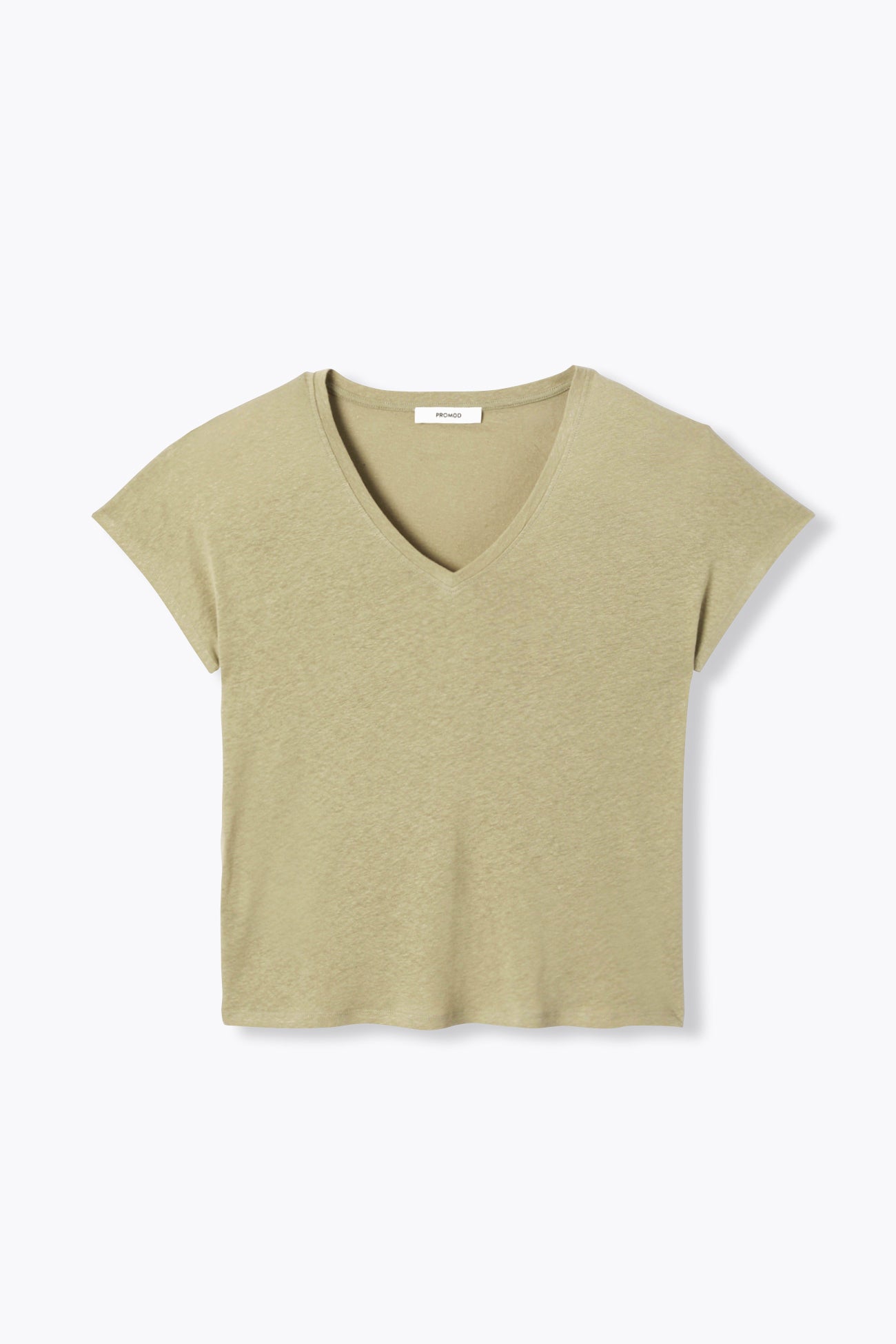 T-shirt uni col V Femme - Vert – Image 5