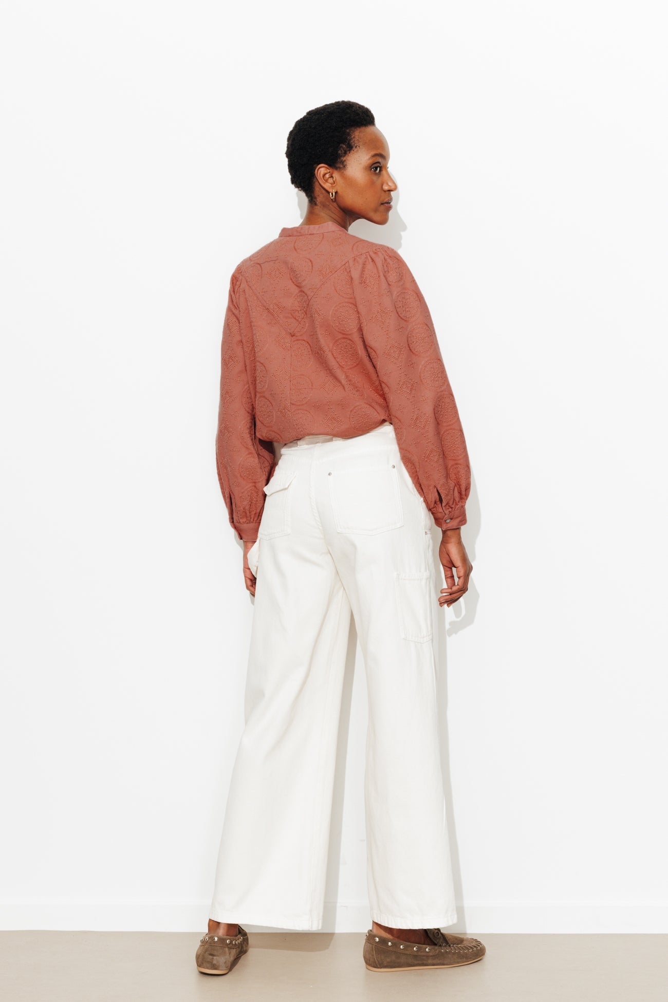 Chemise en toile brodée Femme - Rose Pâle – Image 3
