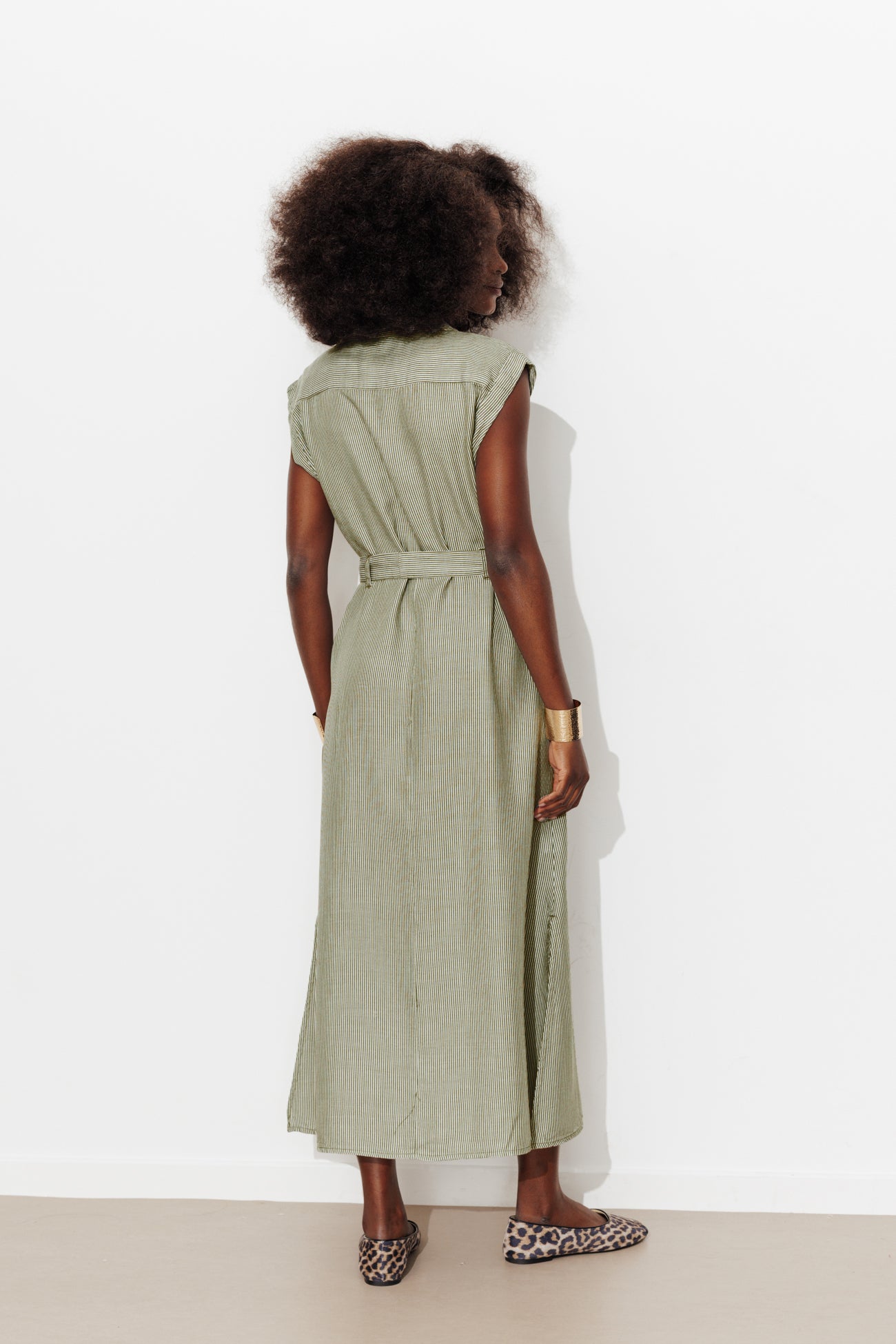 Robe-chemise rayée Femme - Rayé kaki – Image 3