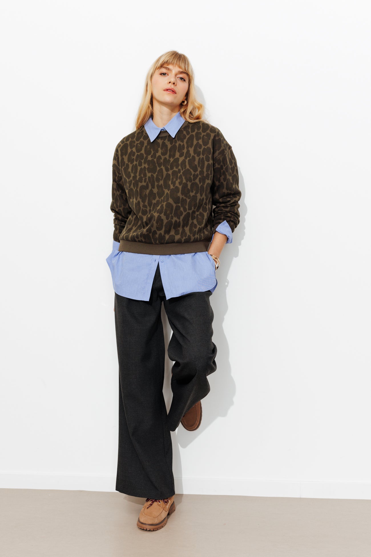 Sweat-shirt léopard Femme – Imprimé kaki
