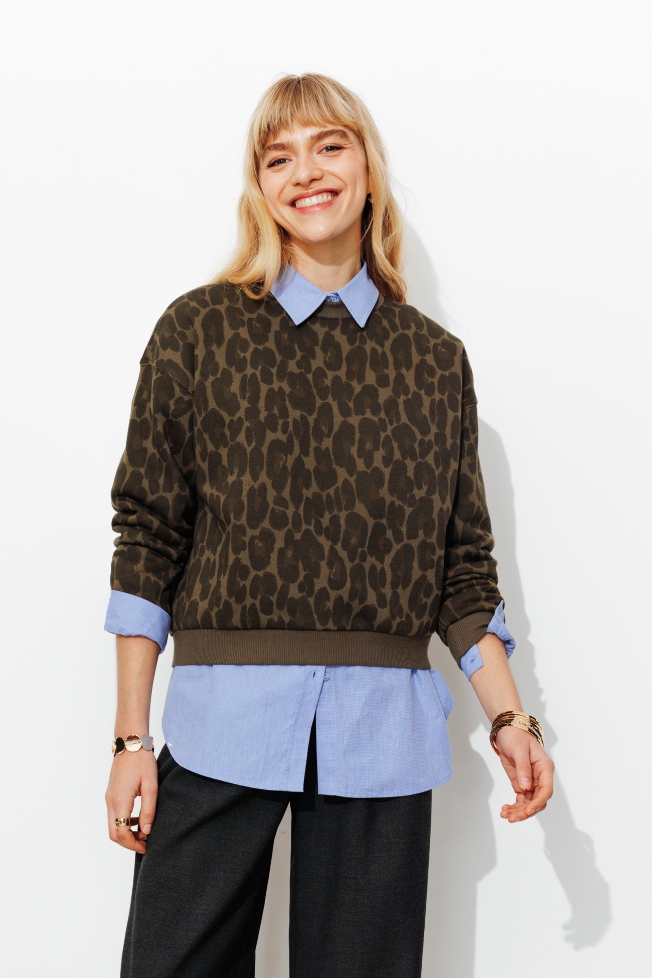Sweat-shirt léopard Femme – Imprimé kaki