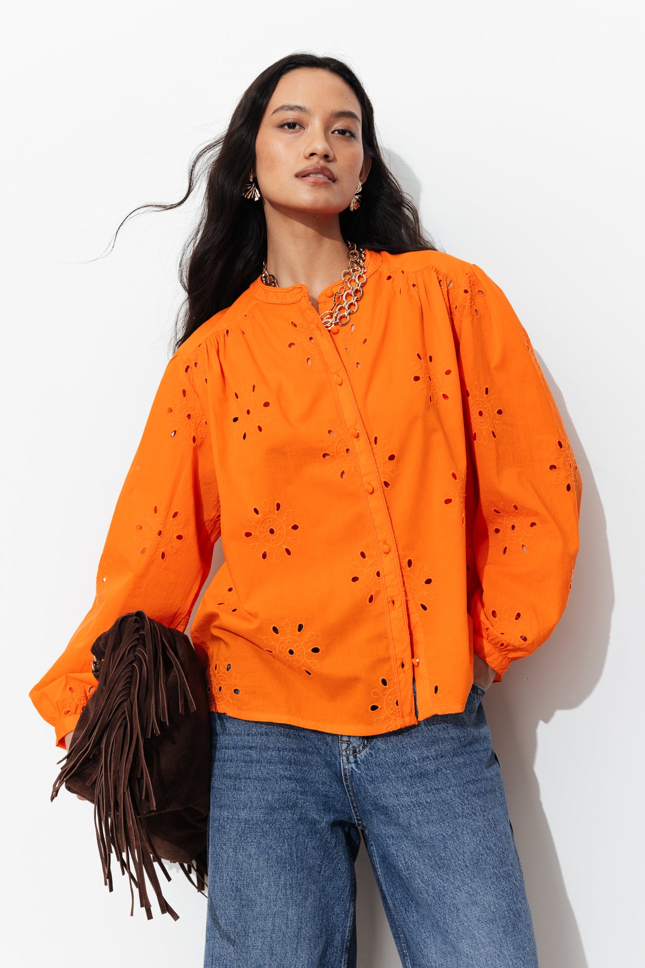 Chemise en broderie anglaise – Orange
