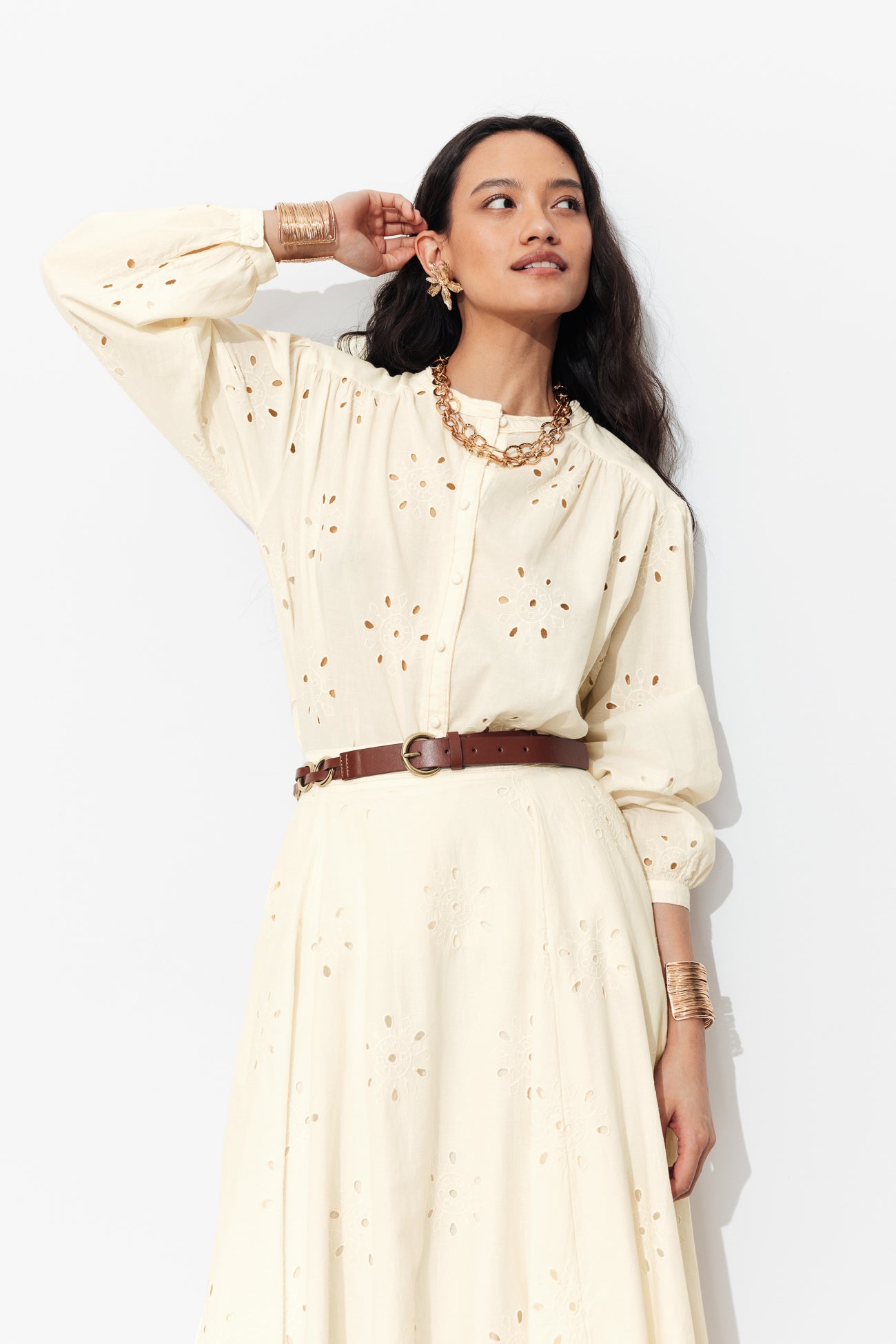 Chemise en broderie anglaise - Ecru