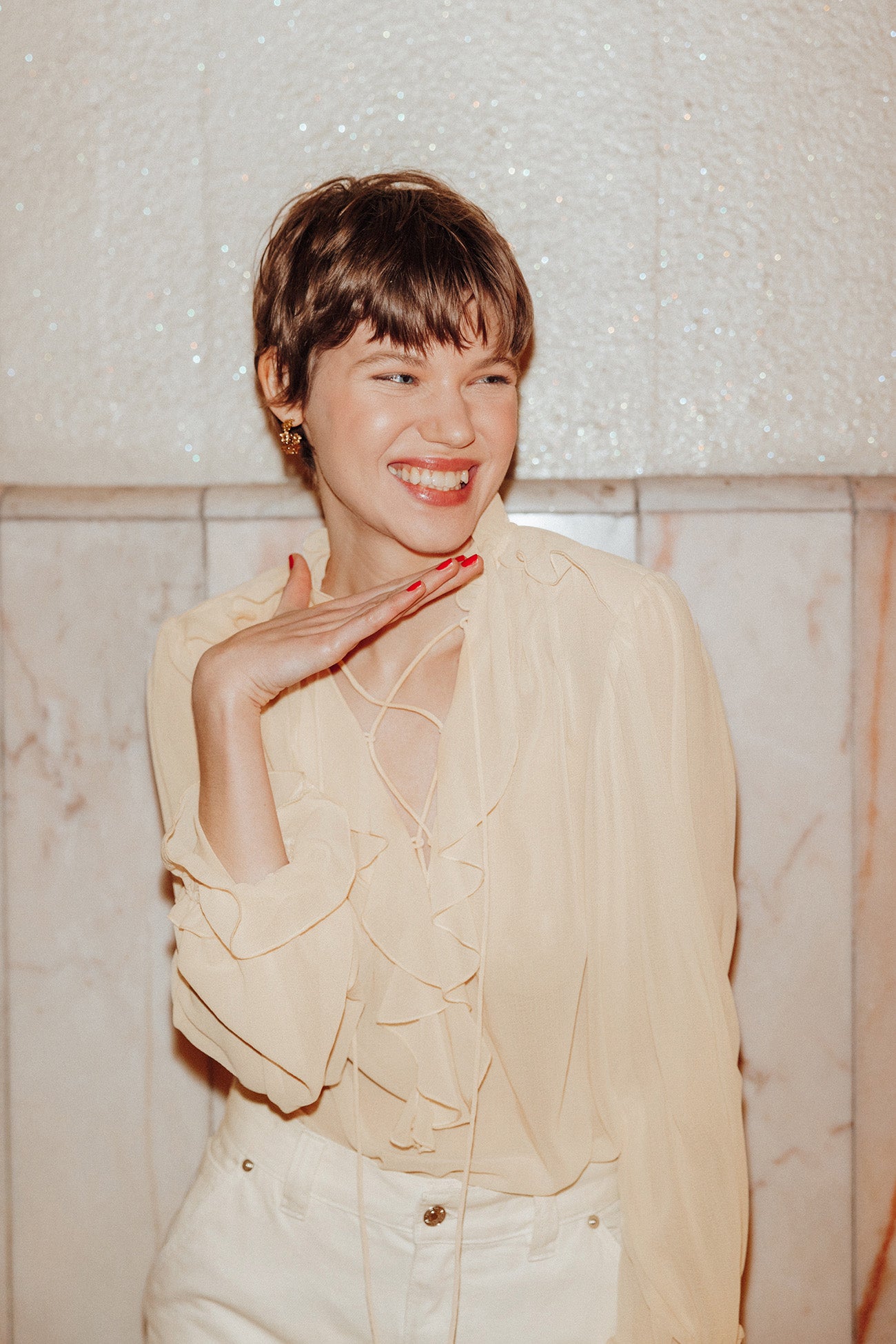 Blouse en mousseline Femme – Pêche