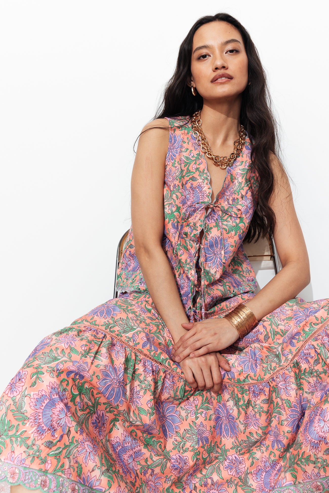 Top boléro sans manches Femme – Imprimé rose