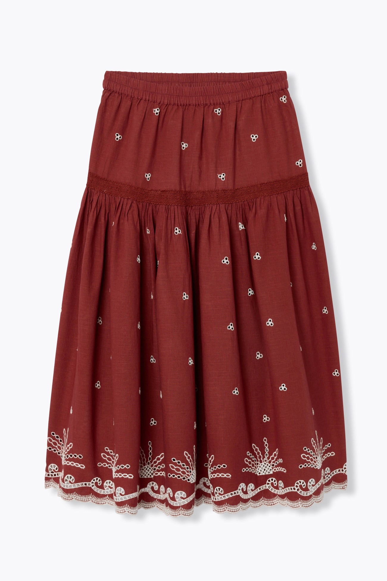 Jupe jupon midi brodée Femme - Marron – Image 5