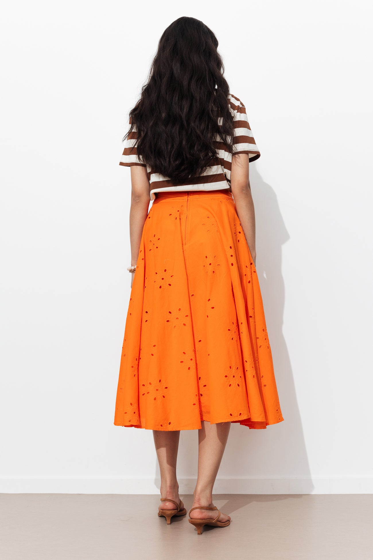 Jupe en broderie anglaise - Orange – Image 5