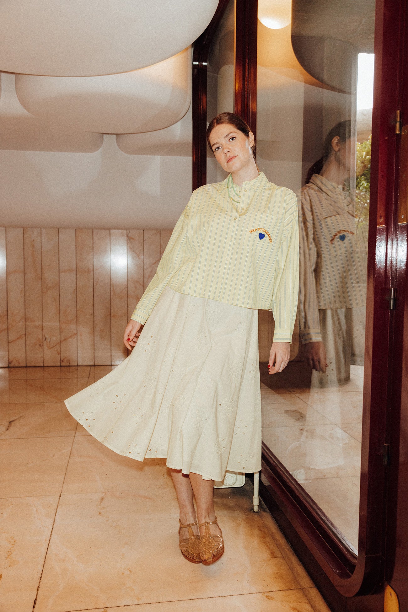 Jupe en broderie anglaise - Ecru