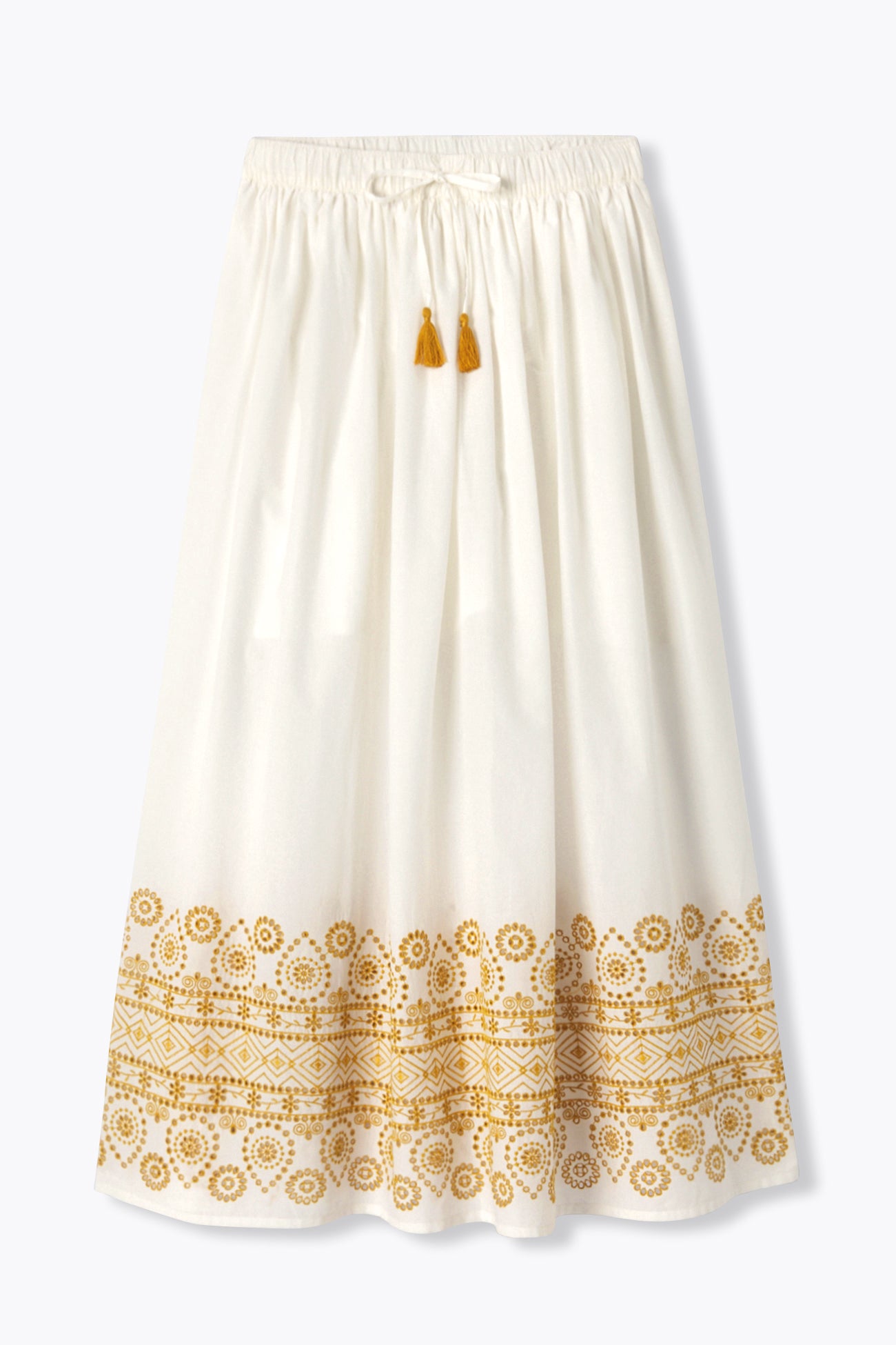 Jupe jupon midi brodée Femme – Ecru