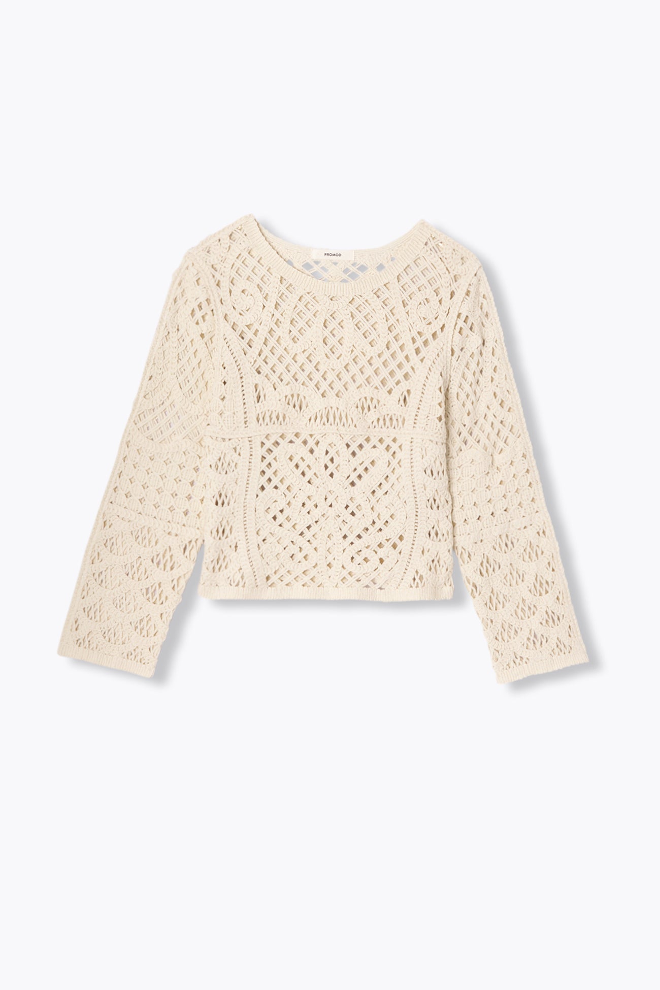 Pull court en crochet Femme – Ecru