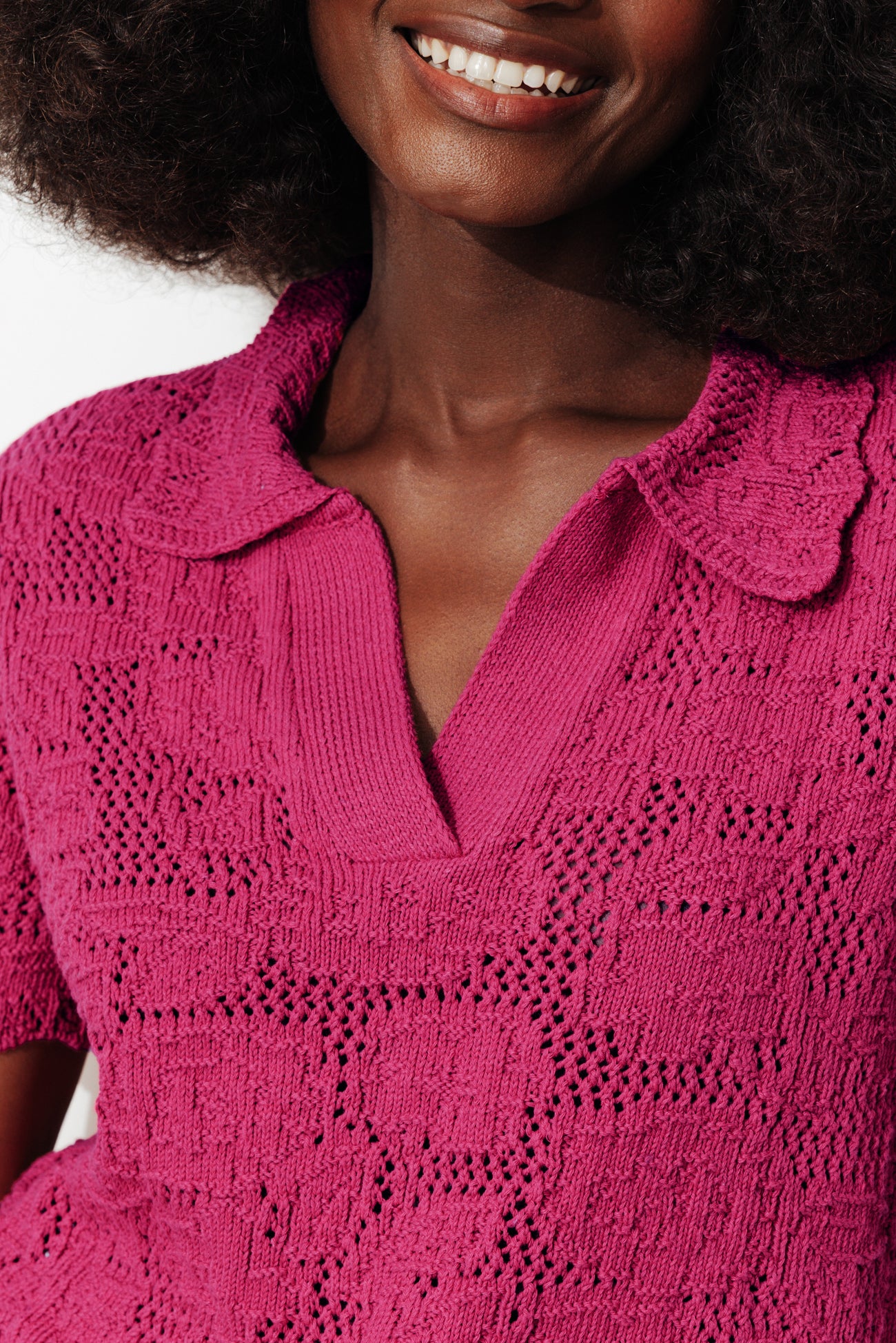 Pull en maille ajourée Femme - Rose fuchsia – Image 4