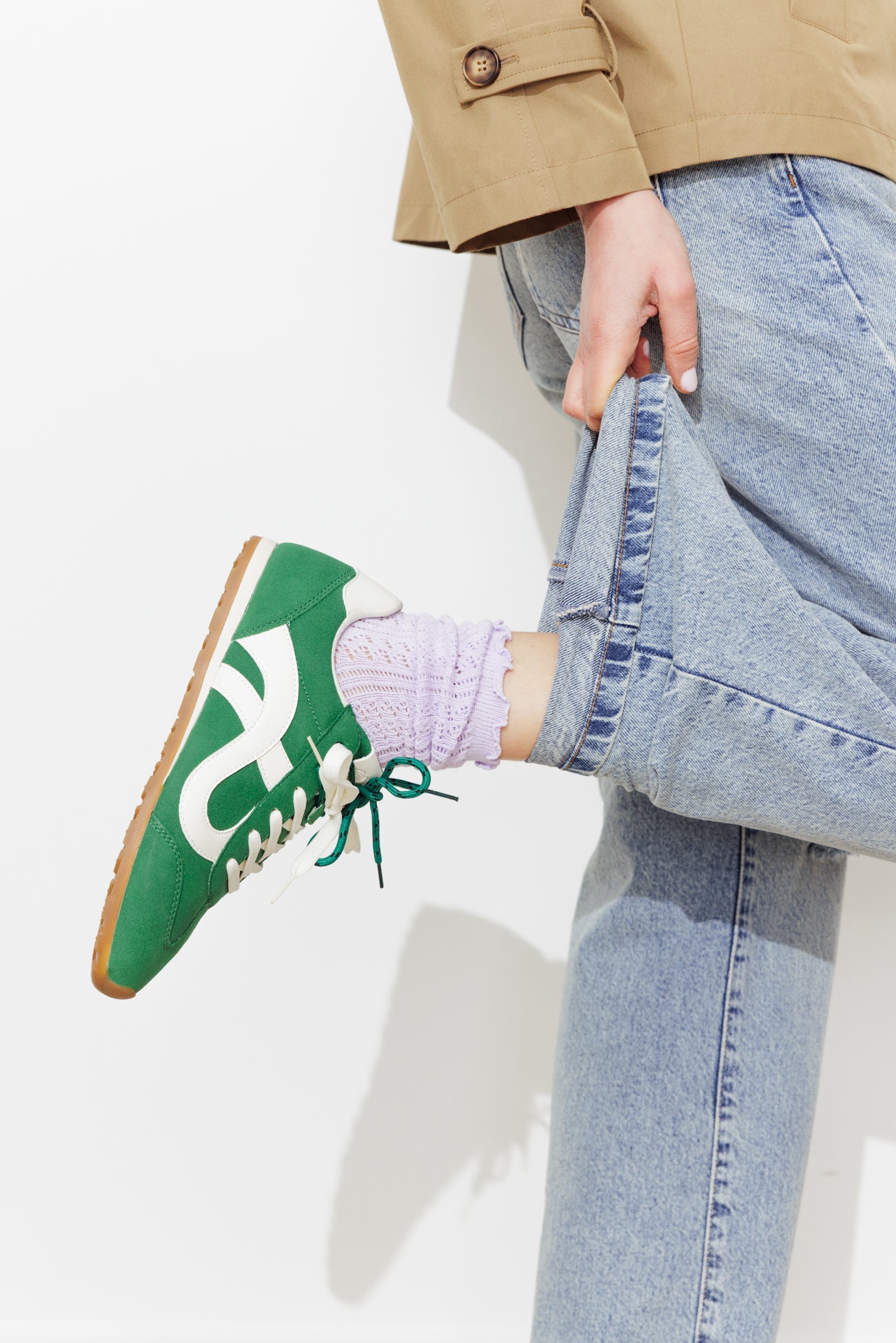 Baskets effet nubuck Femme - Vert
