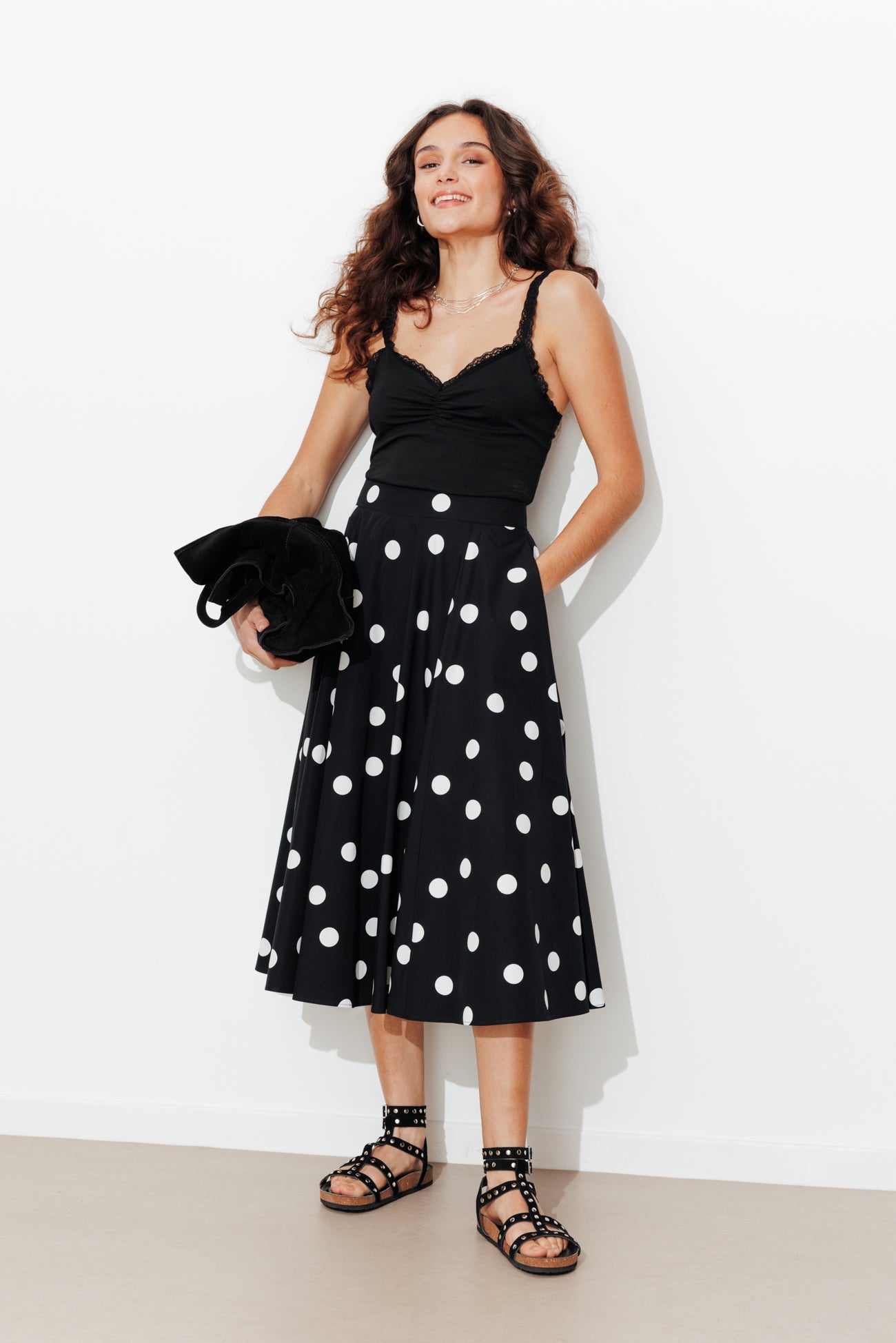 Top détail dentelle Femme – Noir