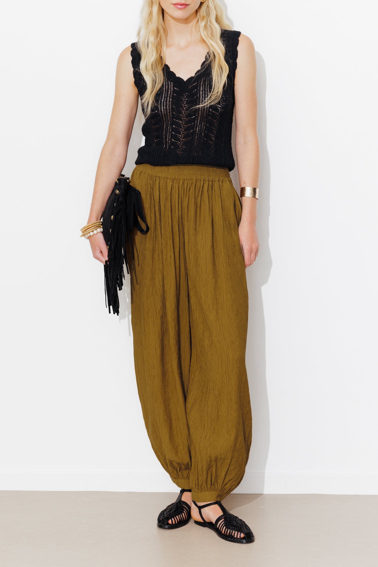 Pantalon aladin uni Femme - Kaki – Image 4