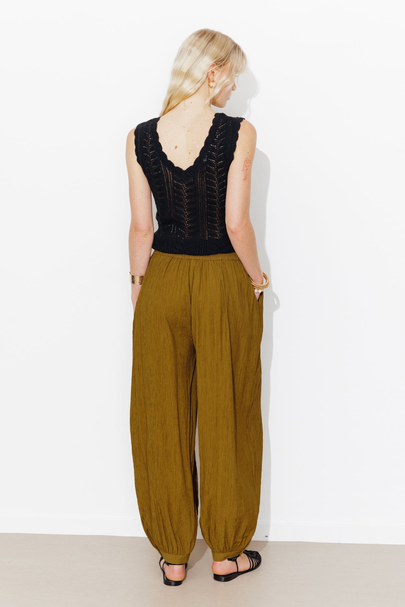 Pantalon aladin uni Femme - Kaki – Image 5