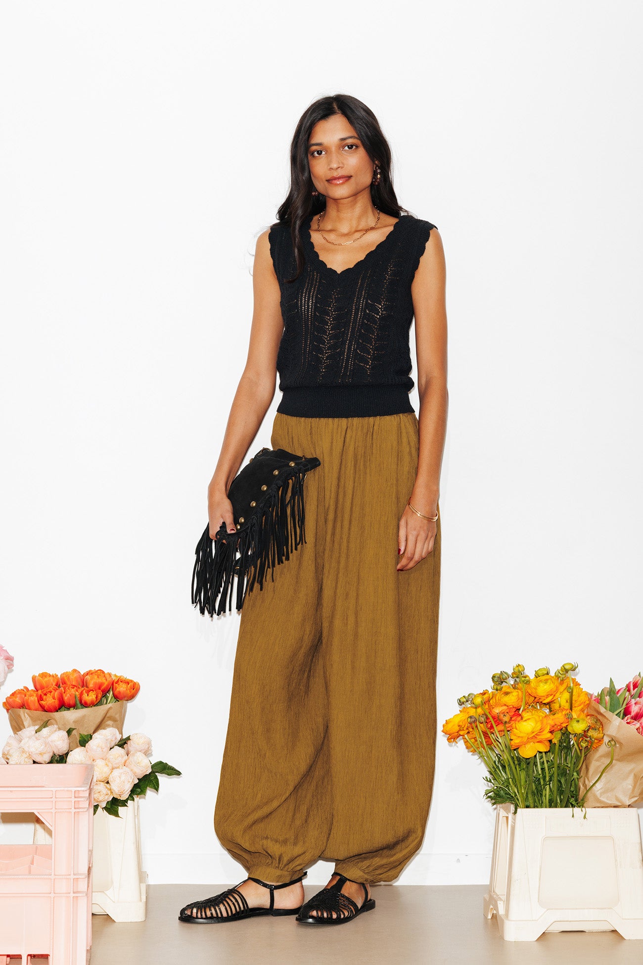 Pantalon aladin uni Femme - Kaki