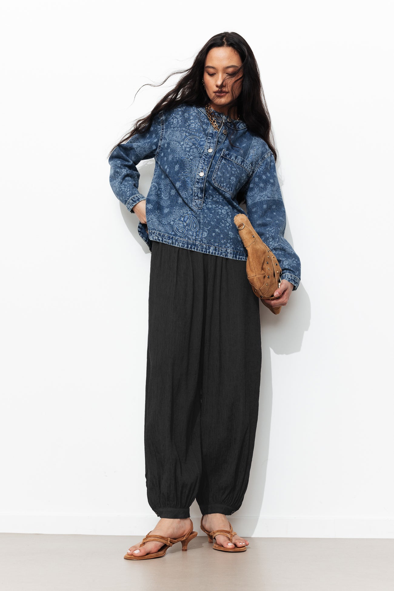 Pantalon aladin uni Femme - Noir – Image 2