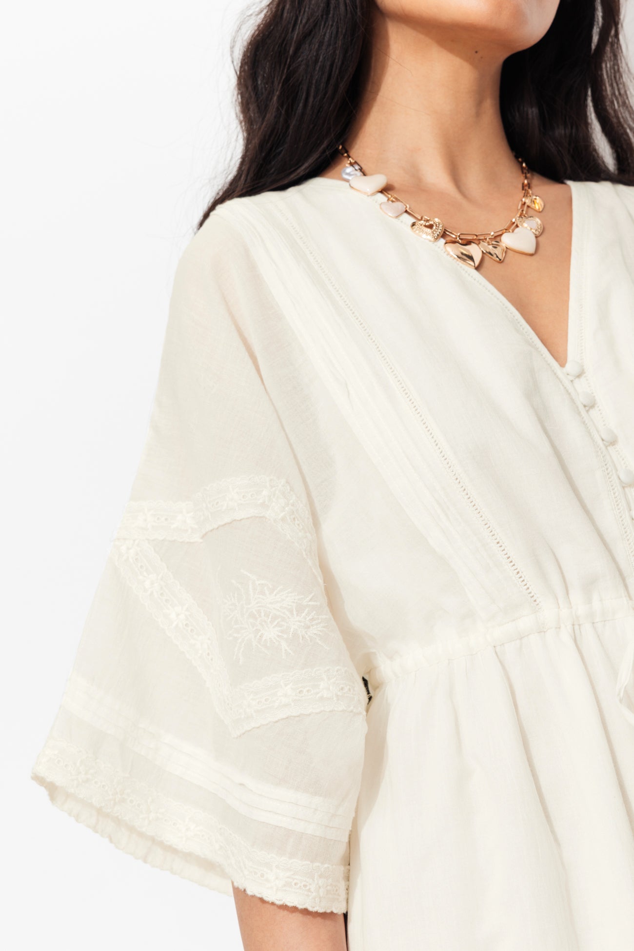 Robe longue romantique - Ecru – Image 4