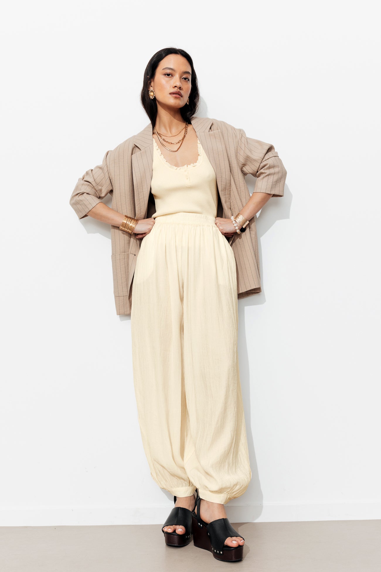 Pantalon aladin uni Femme - Beige