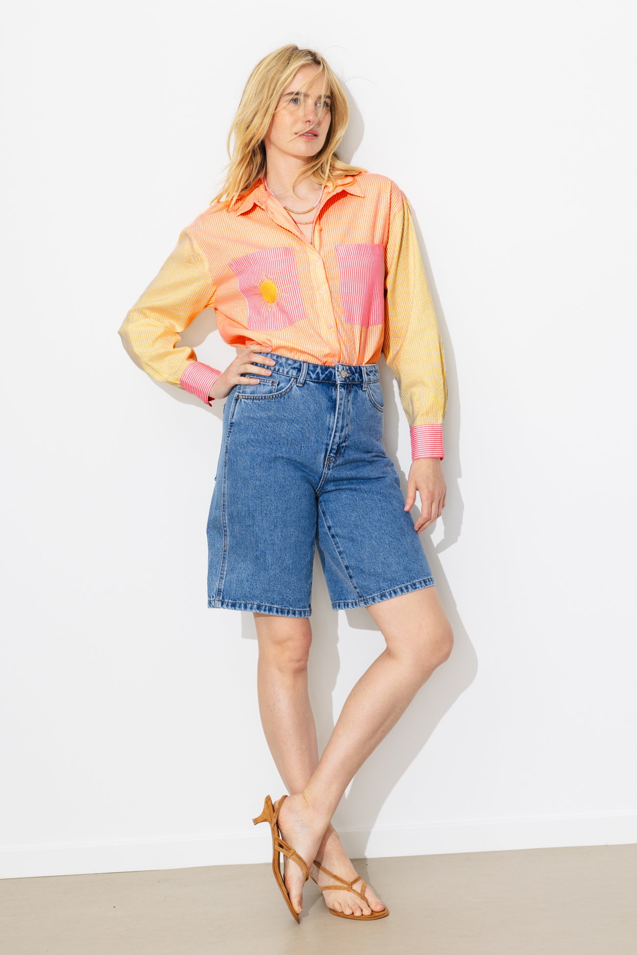 Chemise rayée oversize Femme - Rayures multicolores – Image 4