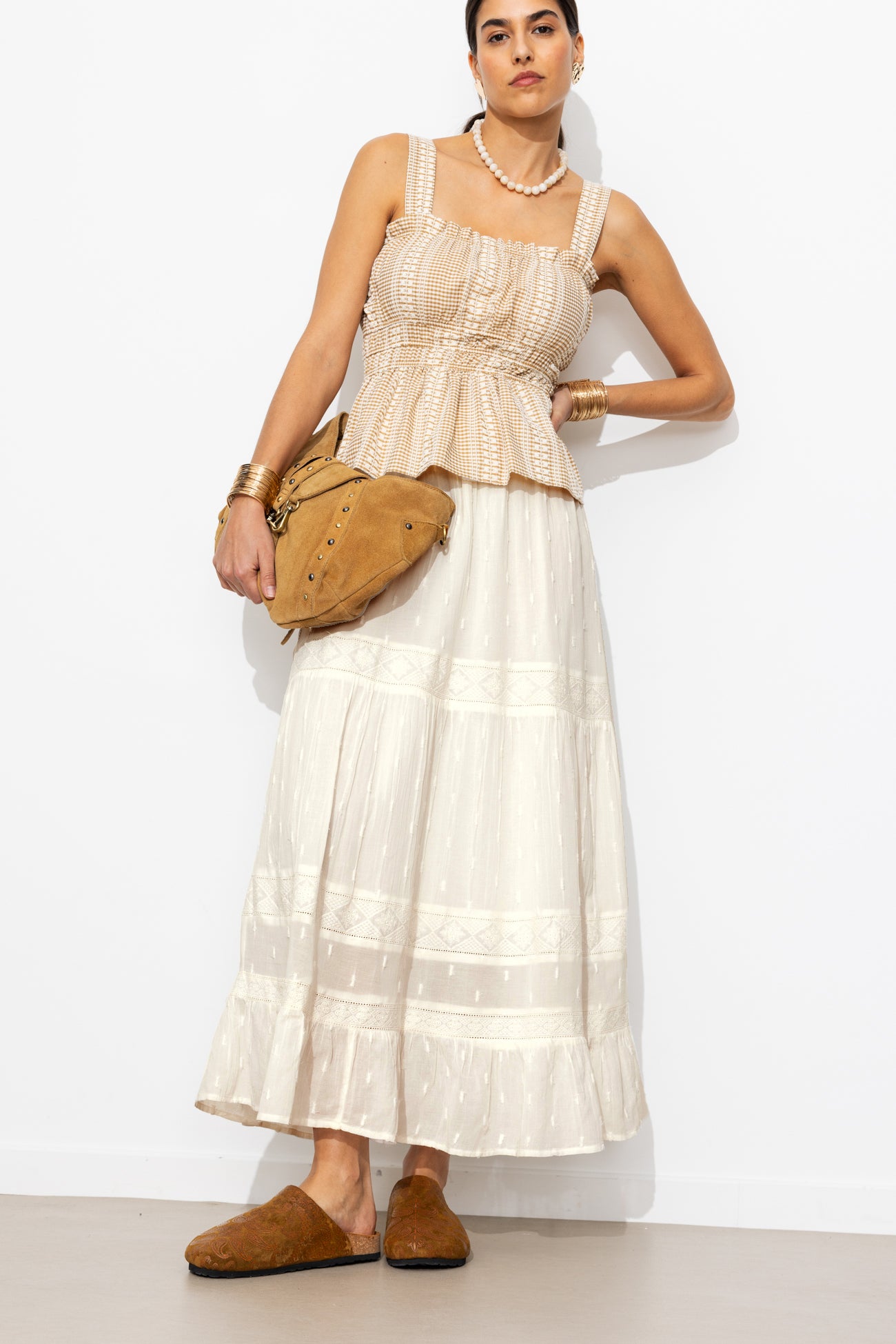 Longue jupe jupon Femme - Ecru