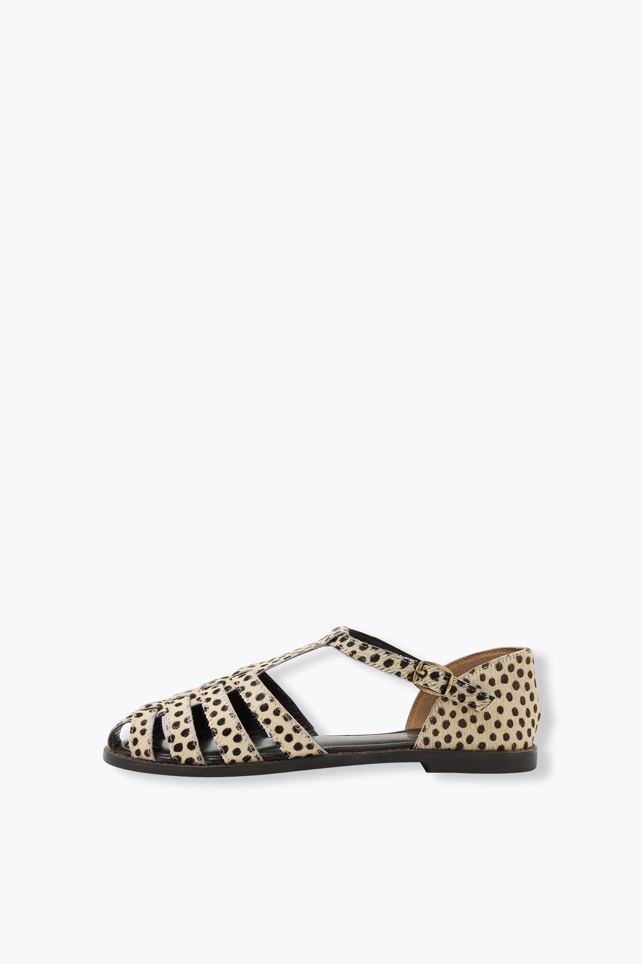 Sandalettes en cuir Femme - Imprimé noir
