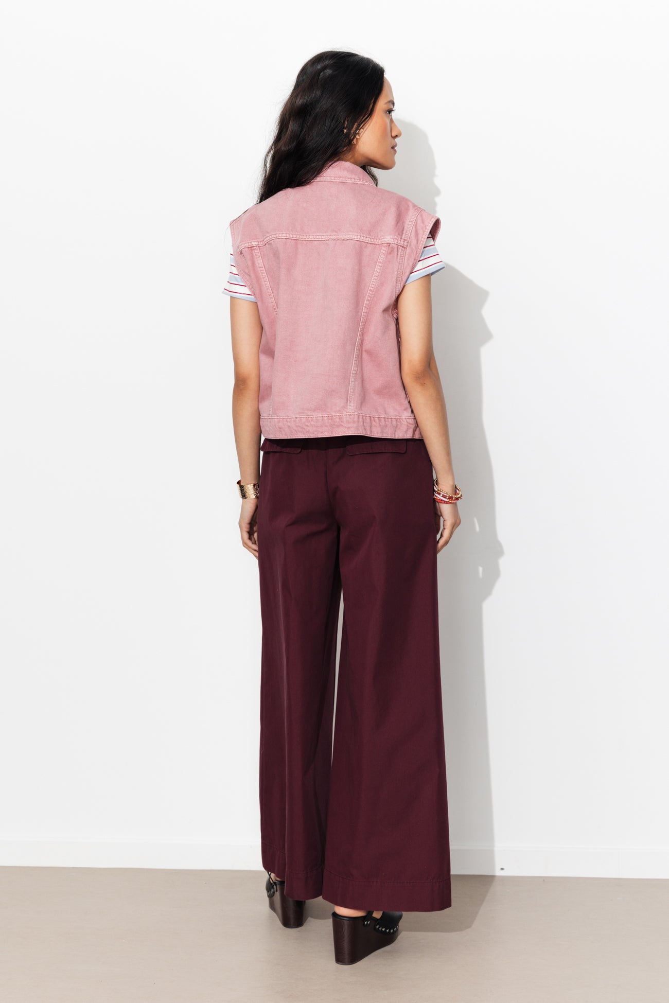Veste jean sans manches LEONIE - Rose – Image 3