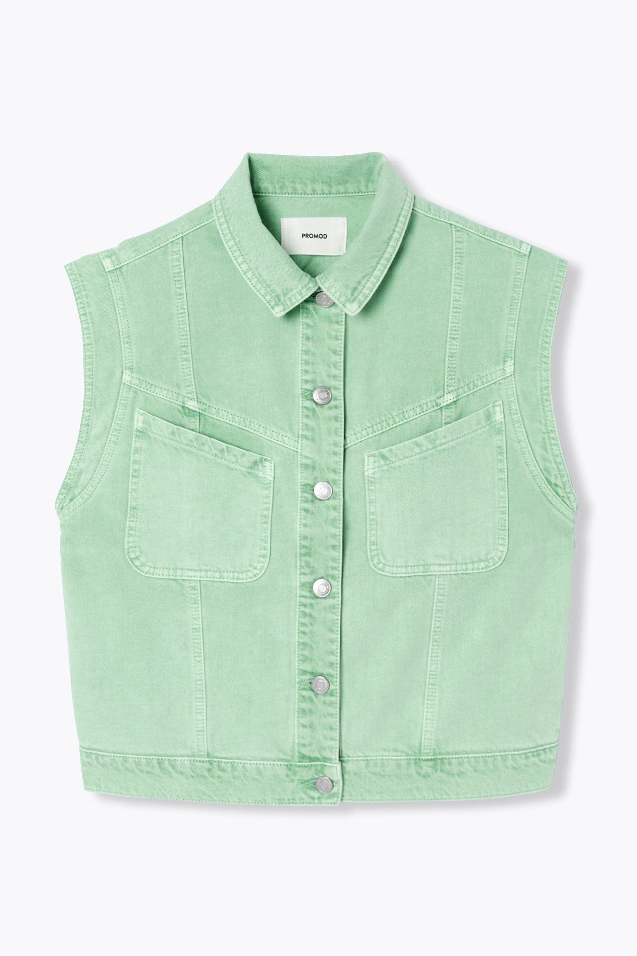 Veste jean sans manches LEONIE - Vert clair – Image 5