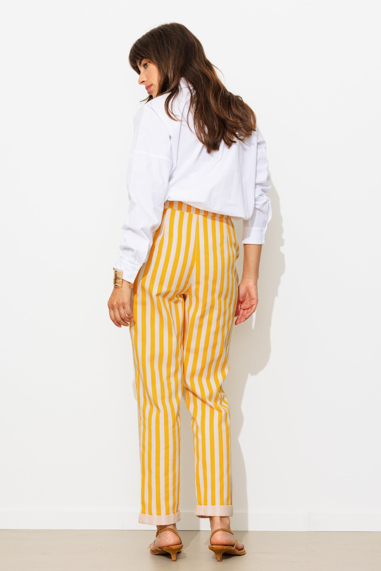 Pantalon rayé Femme - Rayé jaune – Image 3