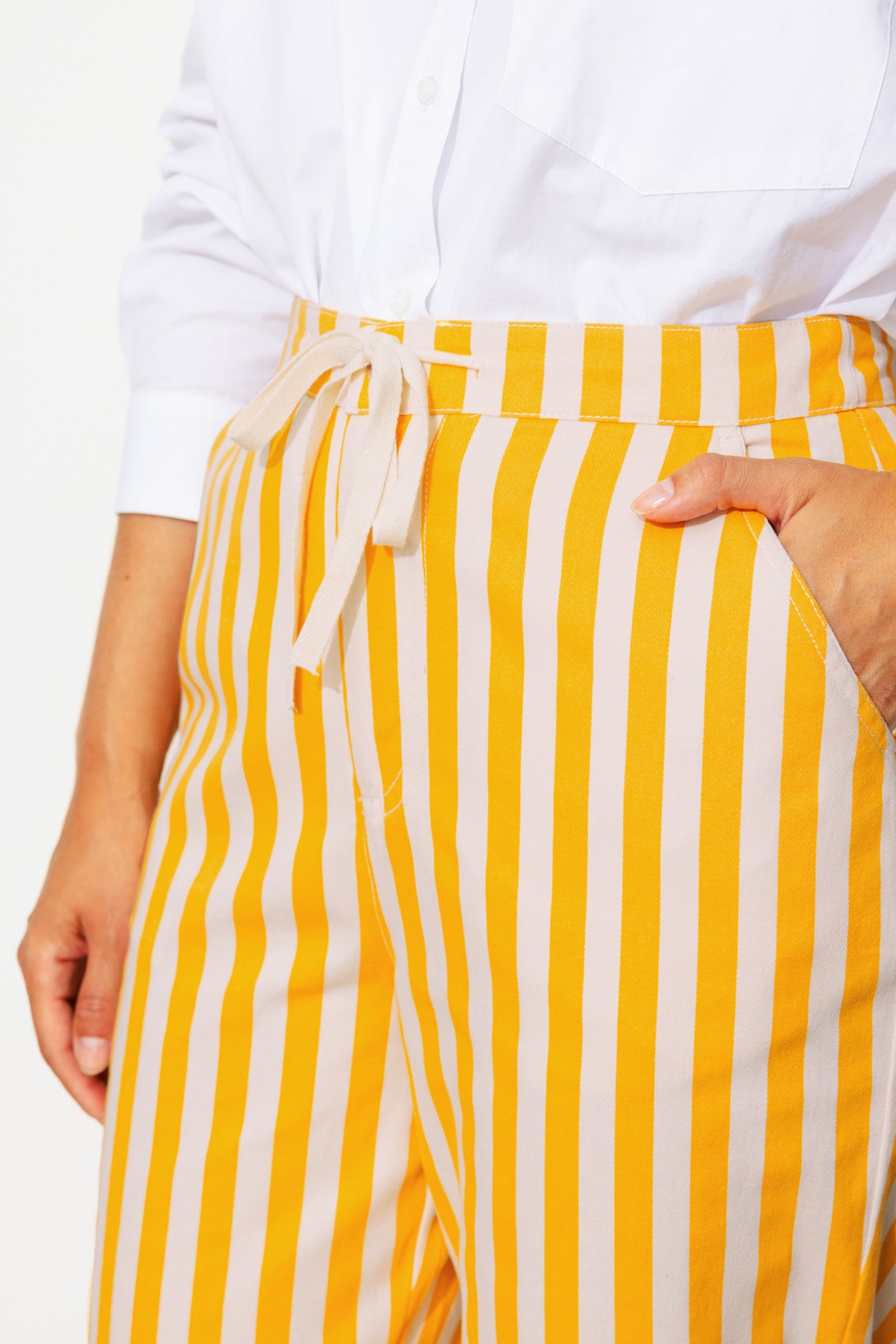 Pantalon rayé Femme - Rayé jaune – Image 4
