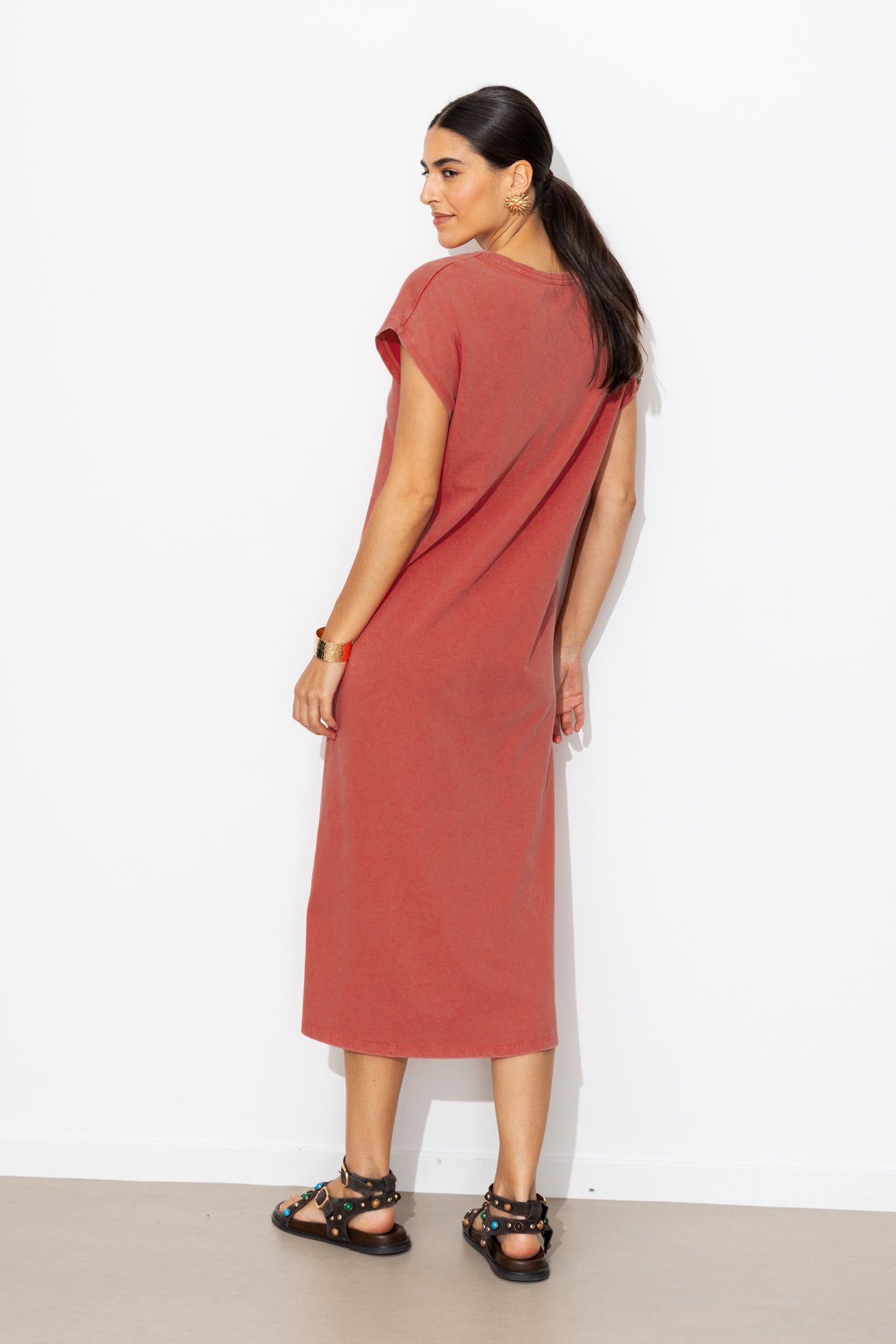 Robe longue en jersey - Groseille – Image 3