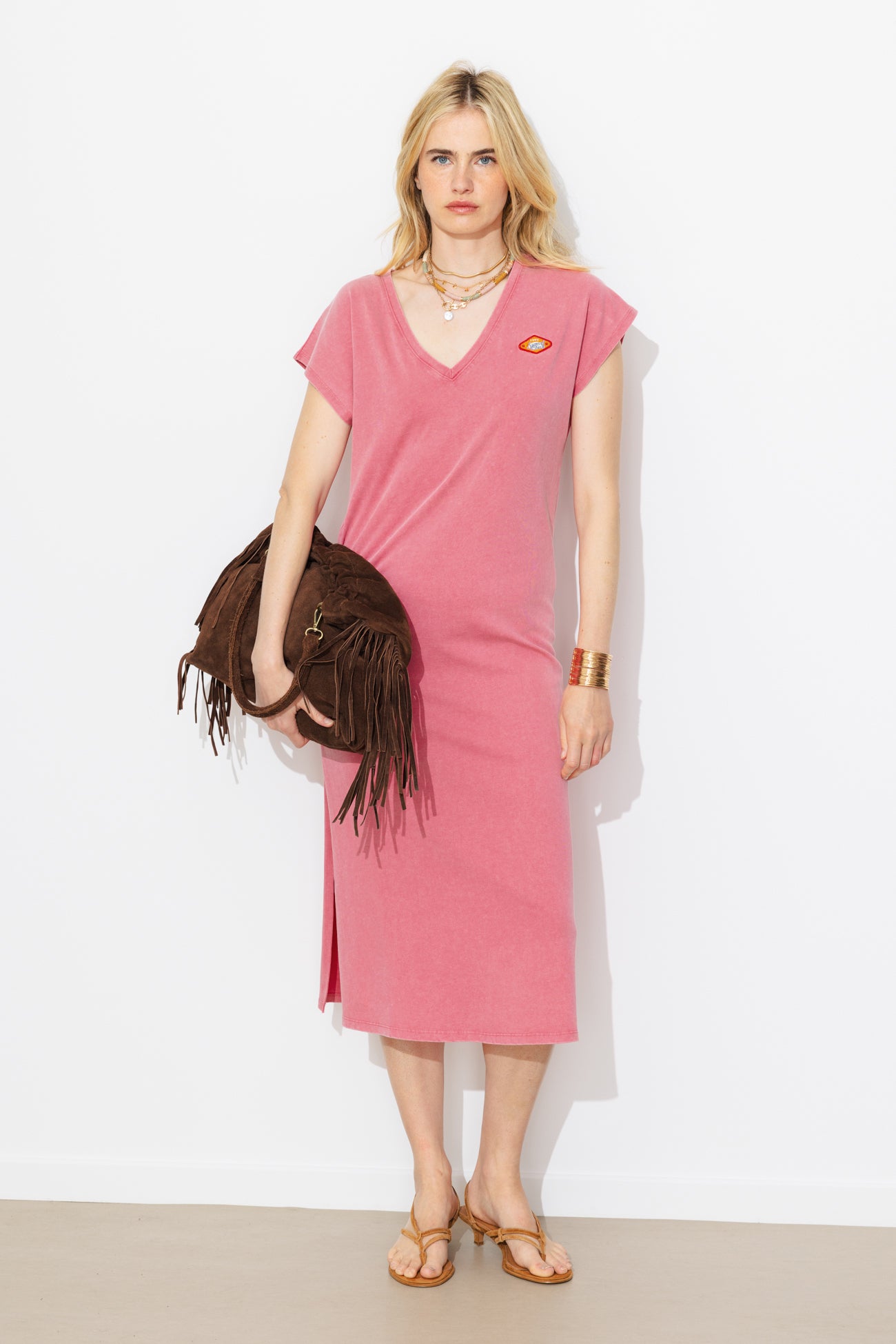 Robe longue en jersey - Rose – Image 3