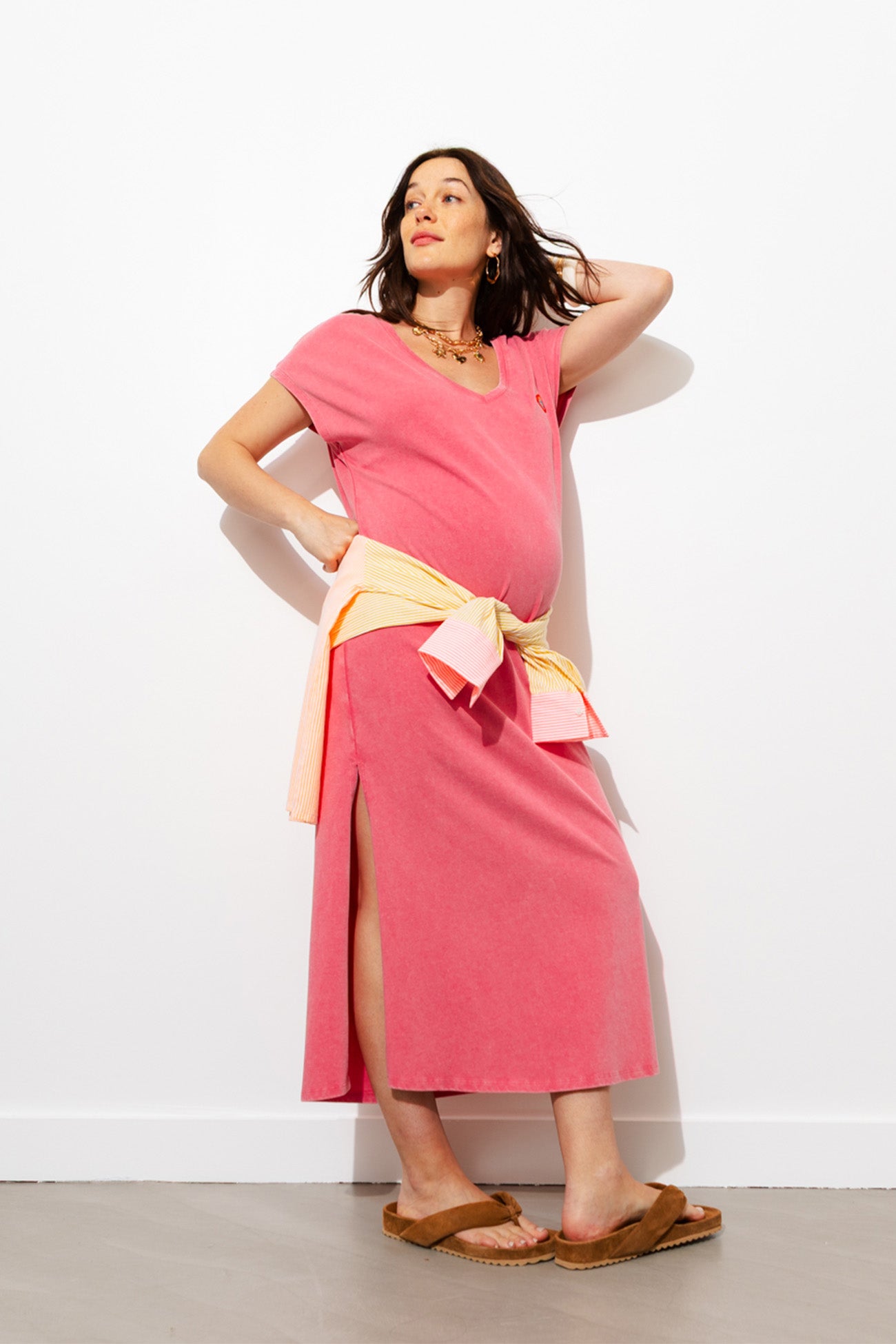 Robe longue en jersey - Rose