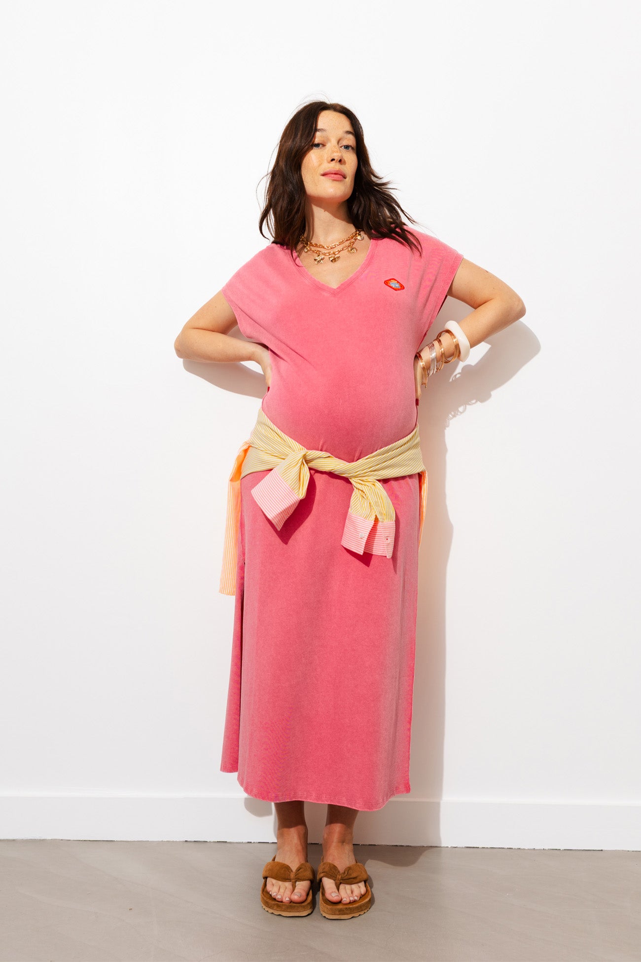 Robe longue en jersey - Rose – Image 2