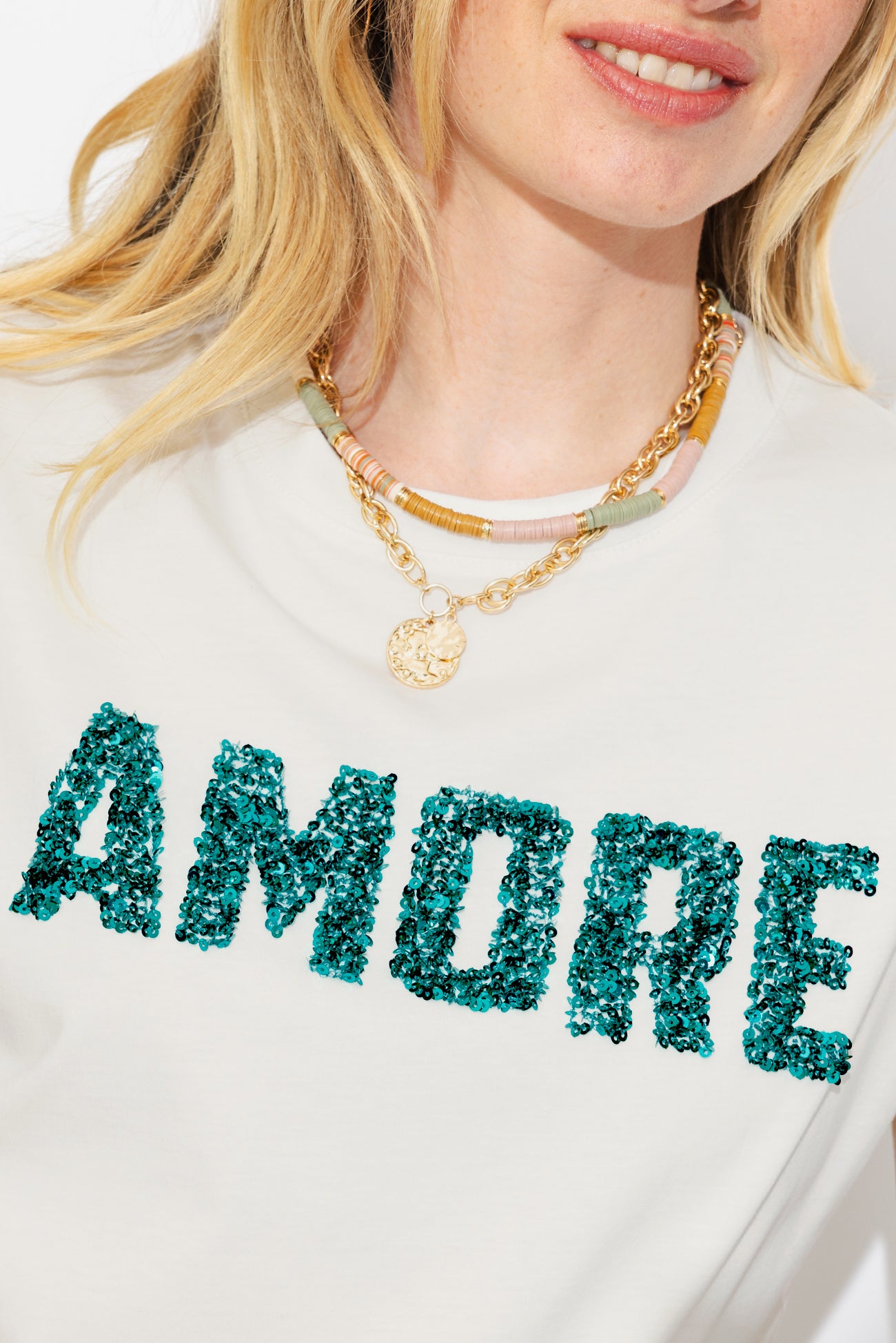 T-shirt à message AMORE - Imprimé écru – Image 4
