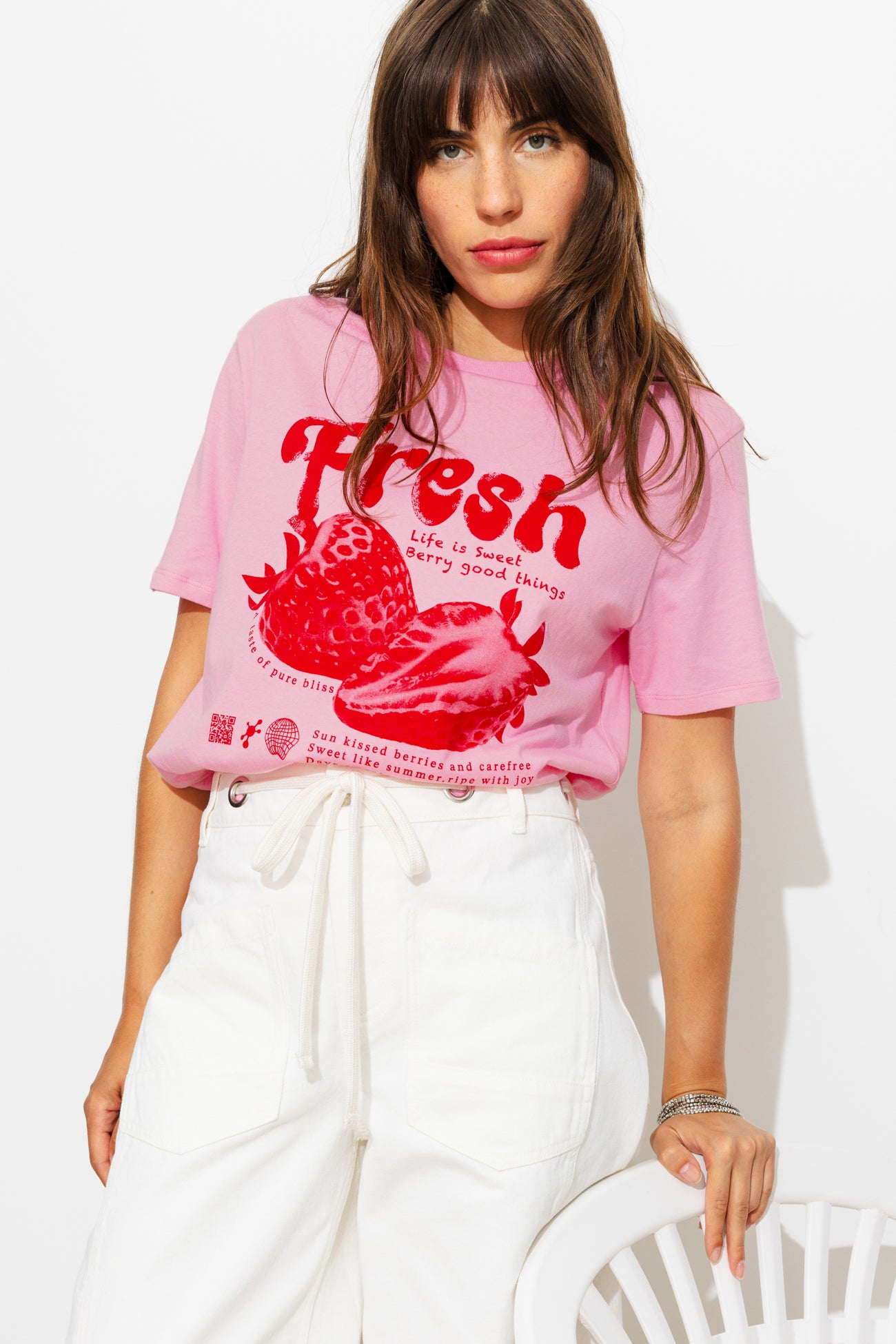 T-shirt à message fresh - Imprimé rose – Image 4