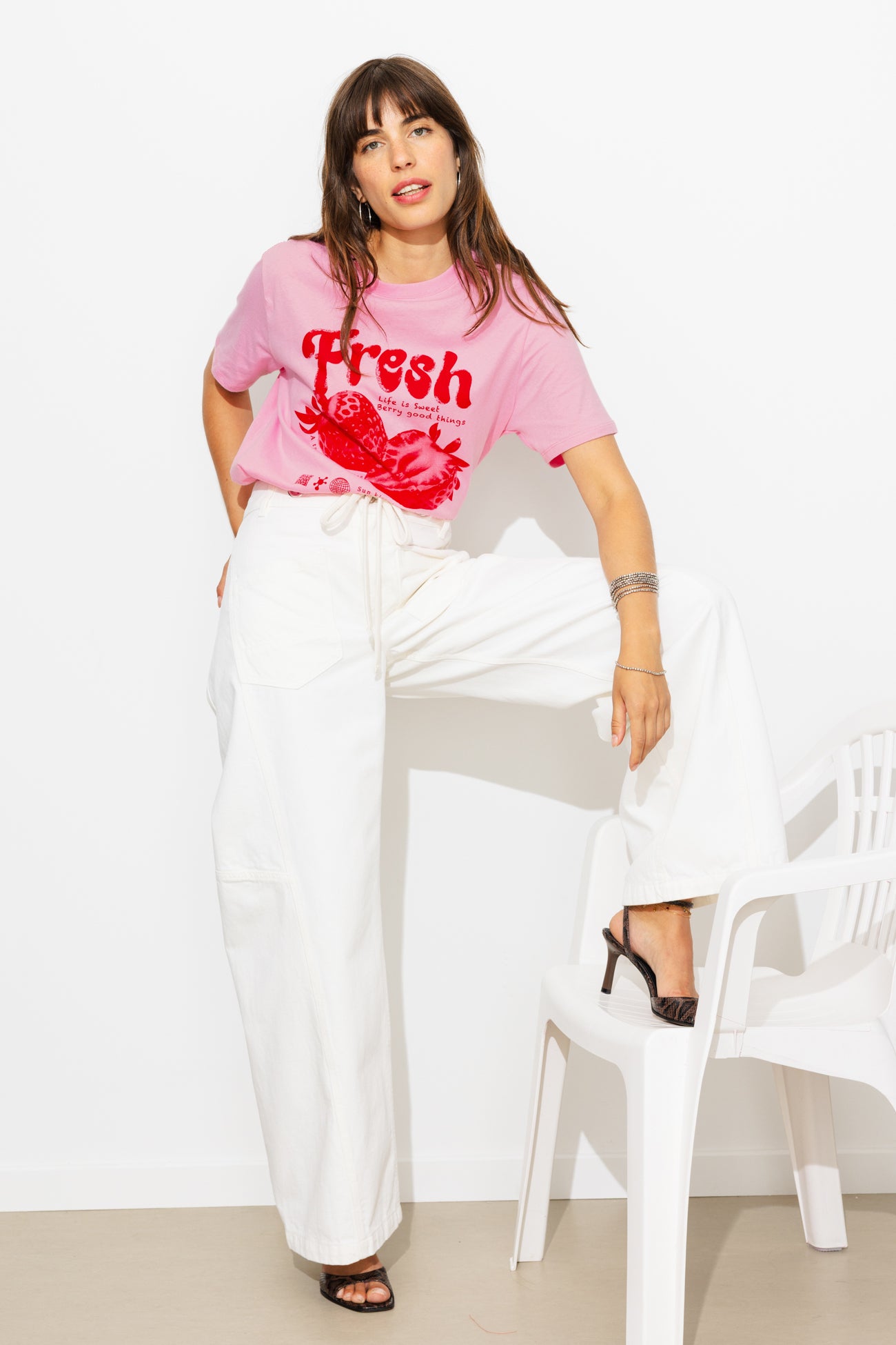 T-shirt à message fresh - Imprimé rose – Image 3