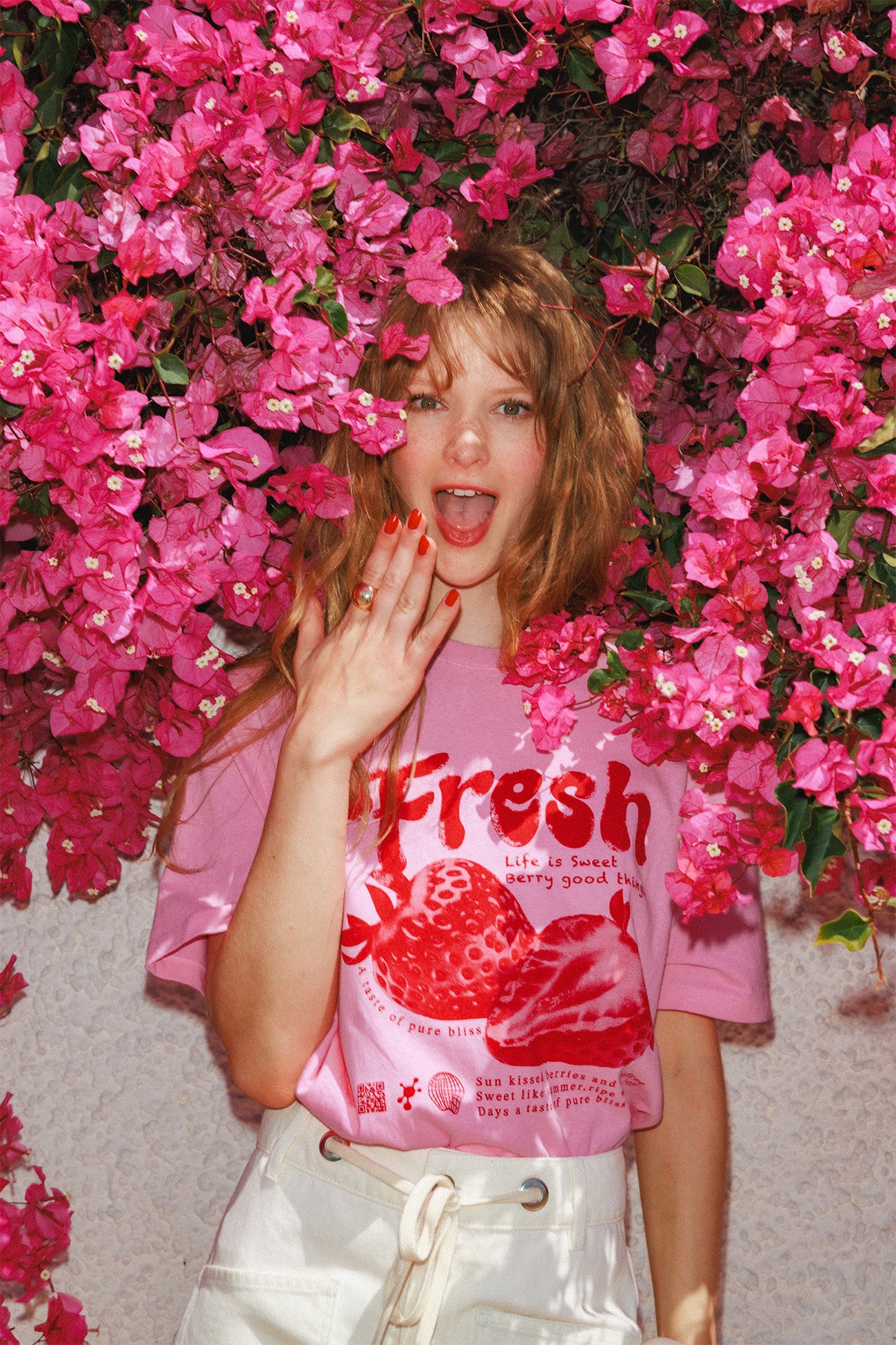 T-shirt à message fresh - Imprimé rose