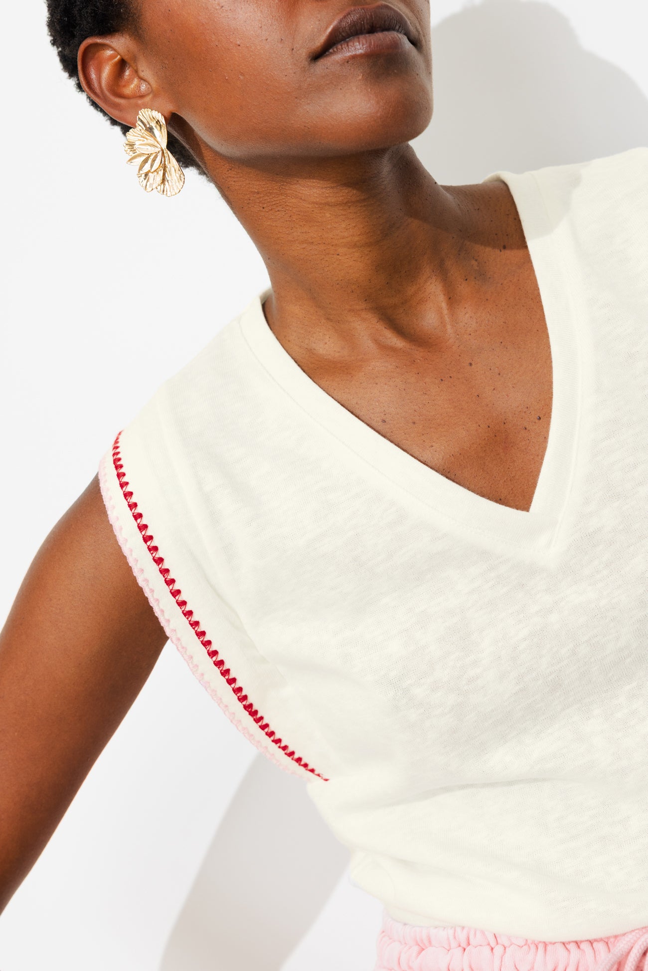 T-shirt en jersey brodé - Blanc – Image 4