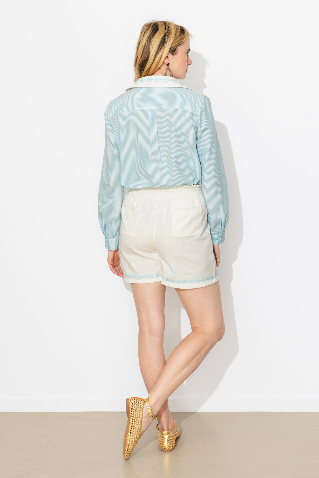 Short en coton brodé Femme - Imprimé écru – Image 5