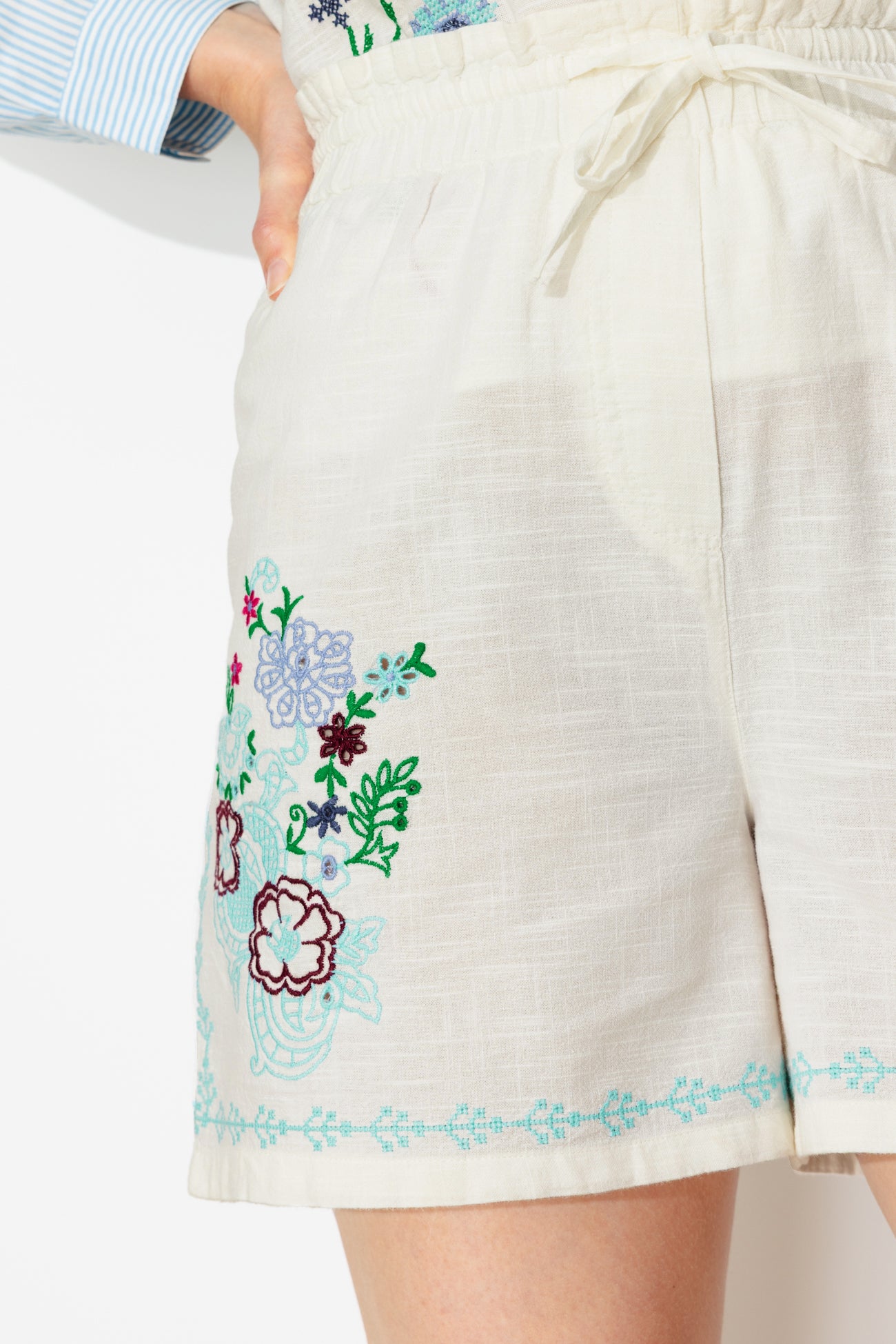 Short en coton brodé Femme - Imprimé écru – Image 6