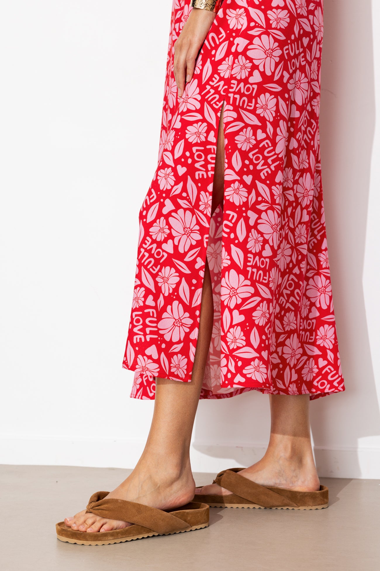 Robe longue à bretelles Femme - Imprimé rose – Image 4