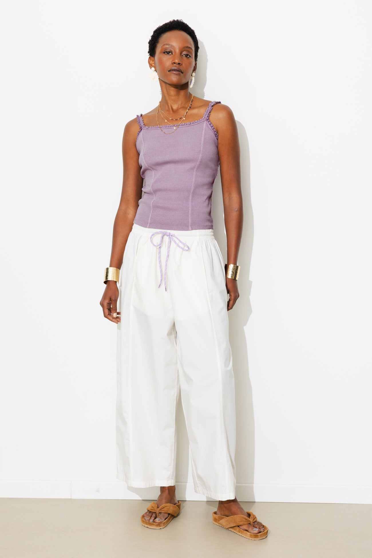 Top côtelé fantaisie Femme - Violet – Image 4