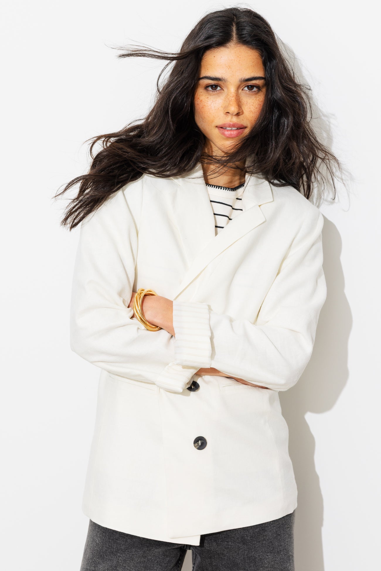 Veste de tailleur lin mélangé - Ecru